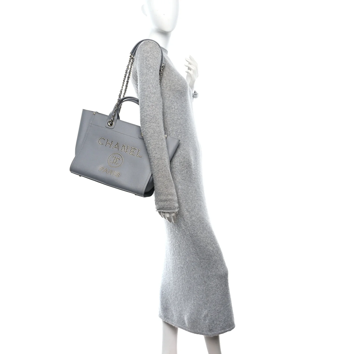 Caviar Studded Small Deauville Tote Grey - Image 2