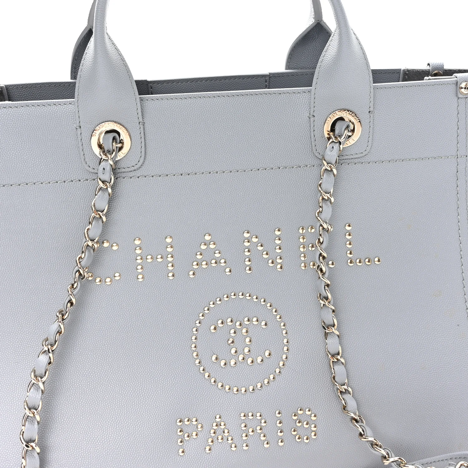 Caviar Studded Small Deauville Tote Grey - Image 8