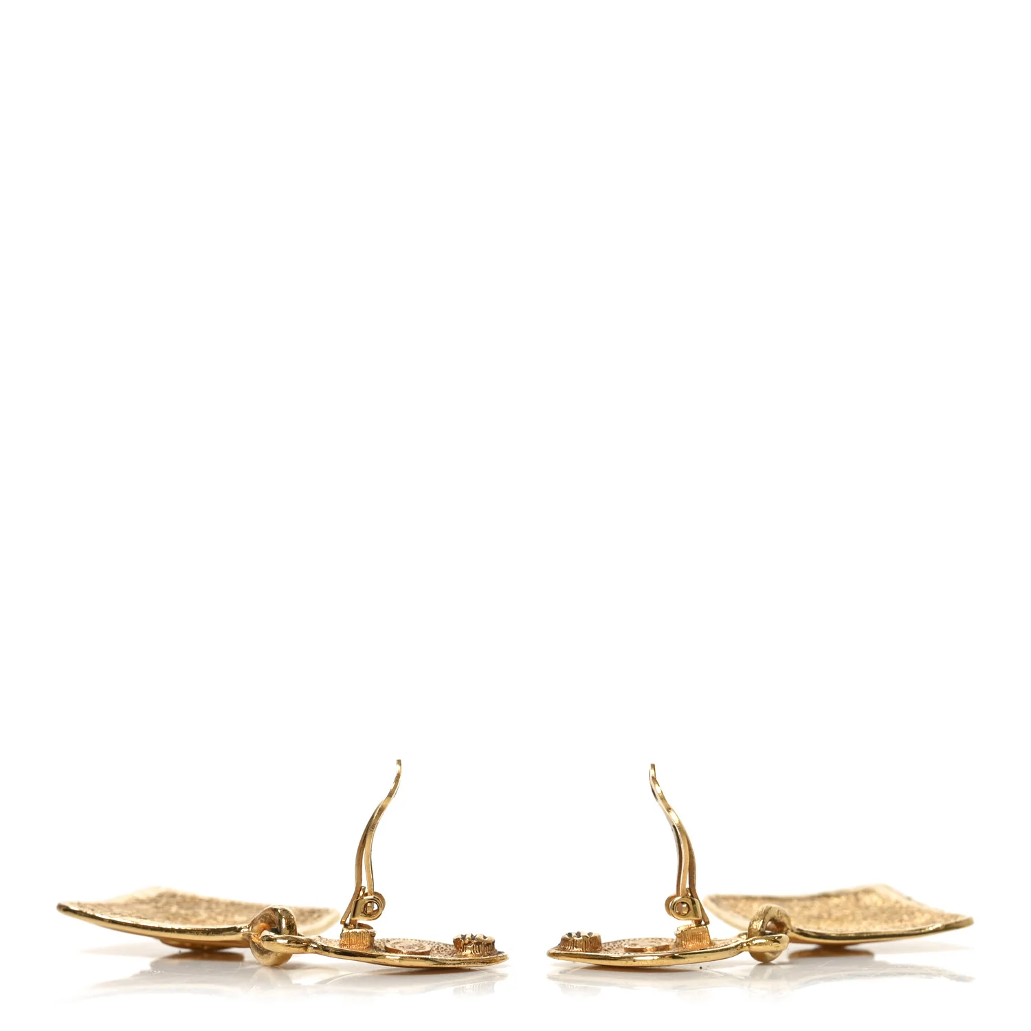 CC Drop Clip On Earrings Gold - Image 3