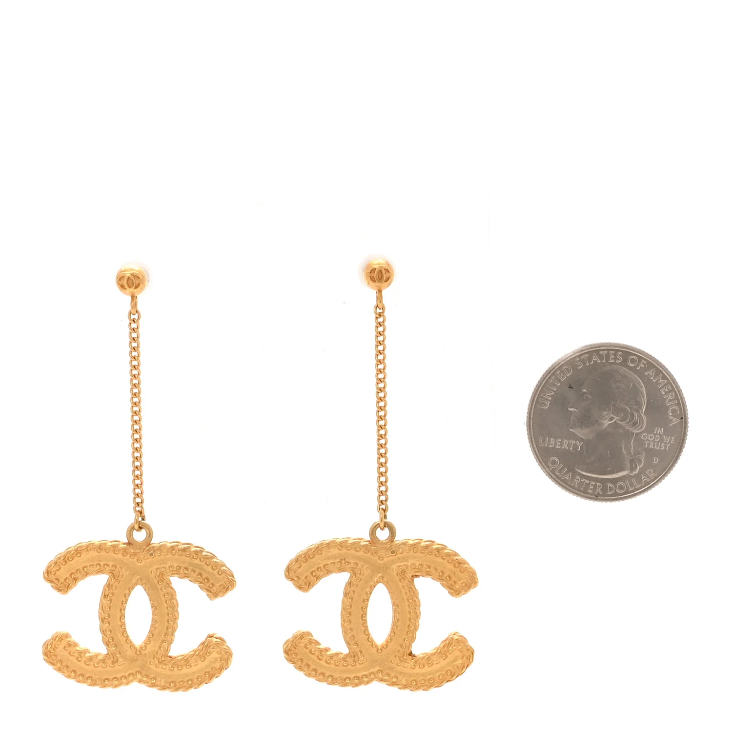 CC Drop Earrings Matte Gold - Image 2