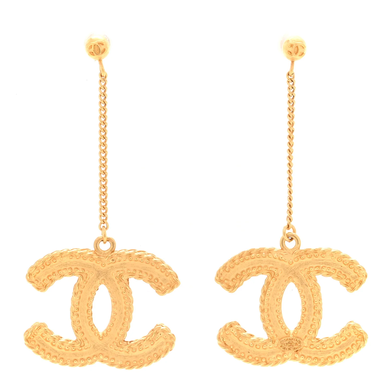 CC Drop Earrings Matte Gold
