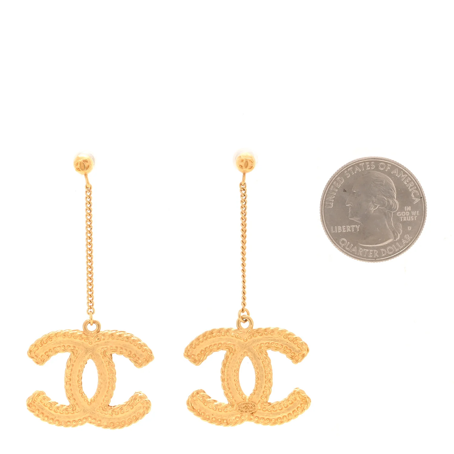 CC Drop Earrings Matte Gold - Image 2