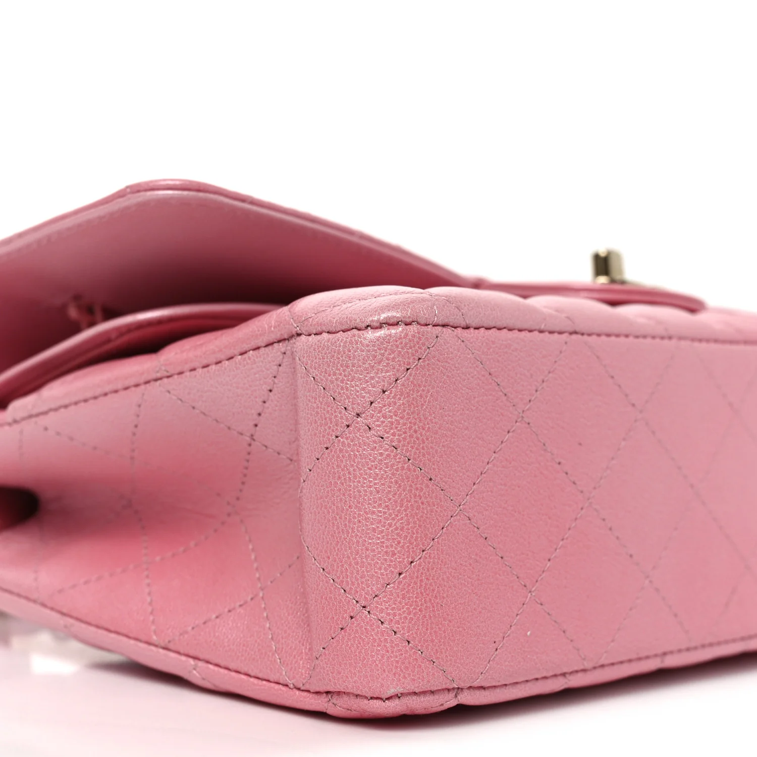 Cloudy Pearly Goatskin Quilted Medium Double Flap Pink - Image 9