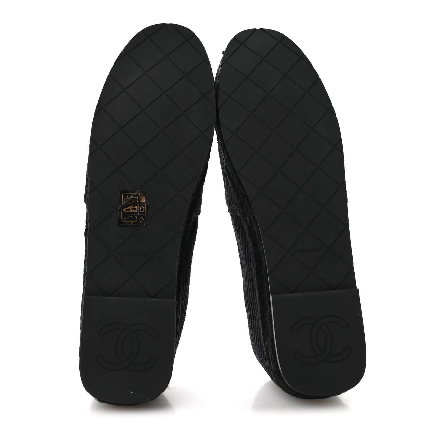 Corduroy Grosgrain Cap Toe CC Espadrille Flats 39 Black - Image 6