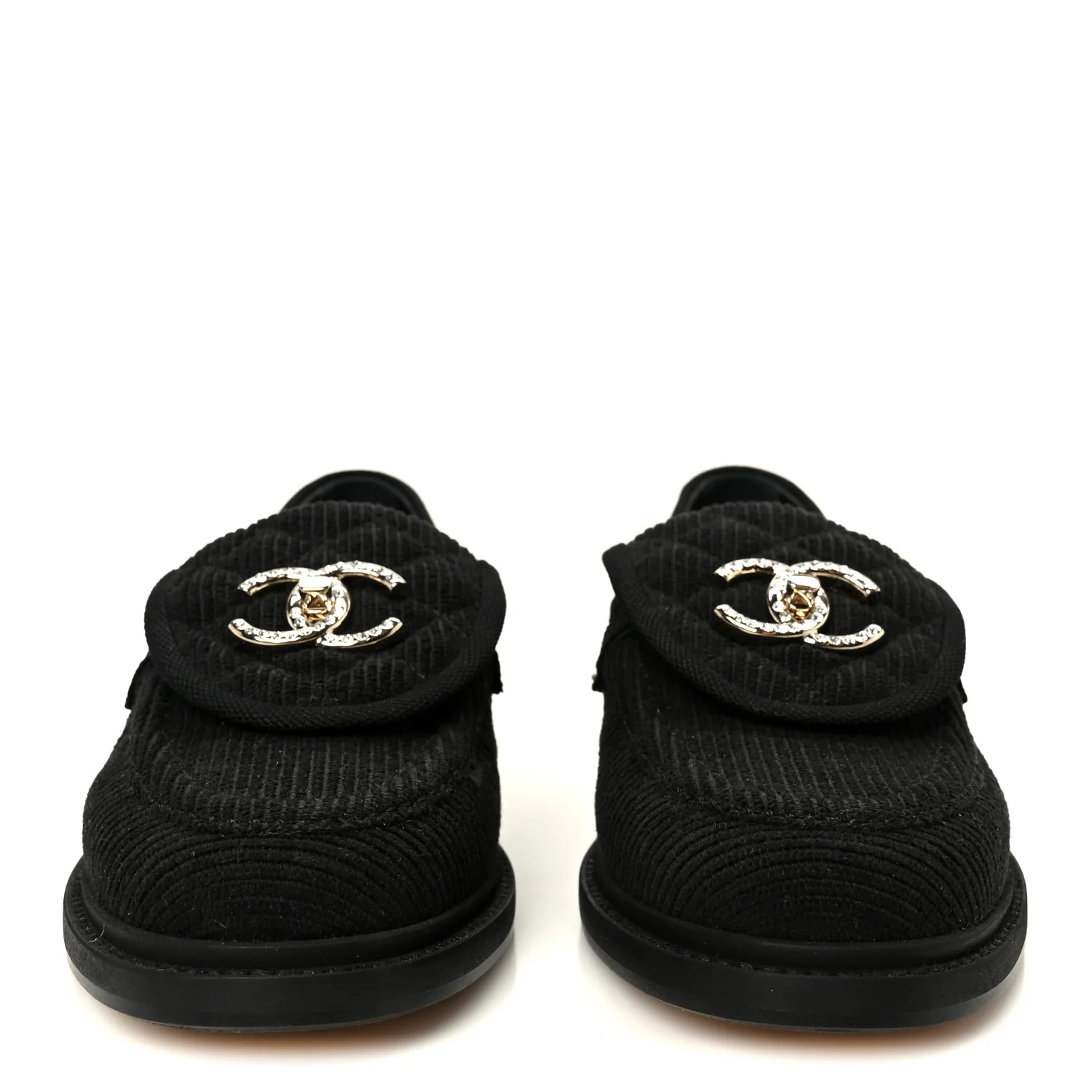 Corduroy Quilted CC Turnlock Loafers 36 Black - Image 3