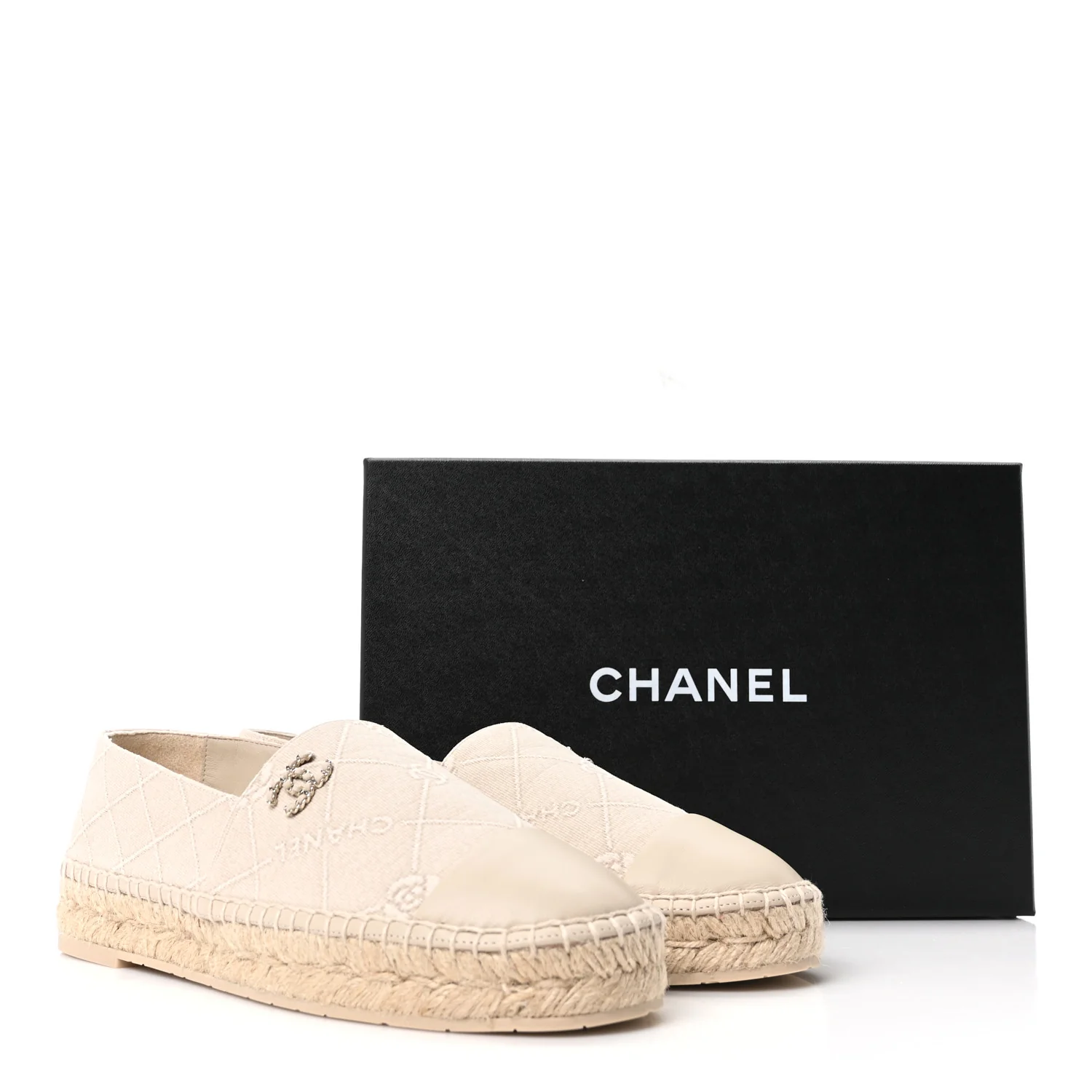 Cotton Lambskin Logo CC Espadrilles 41 Beige - Image 10