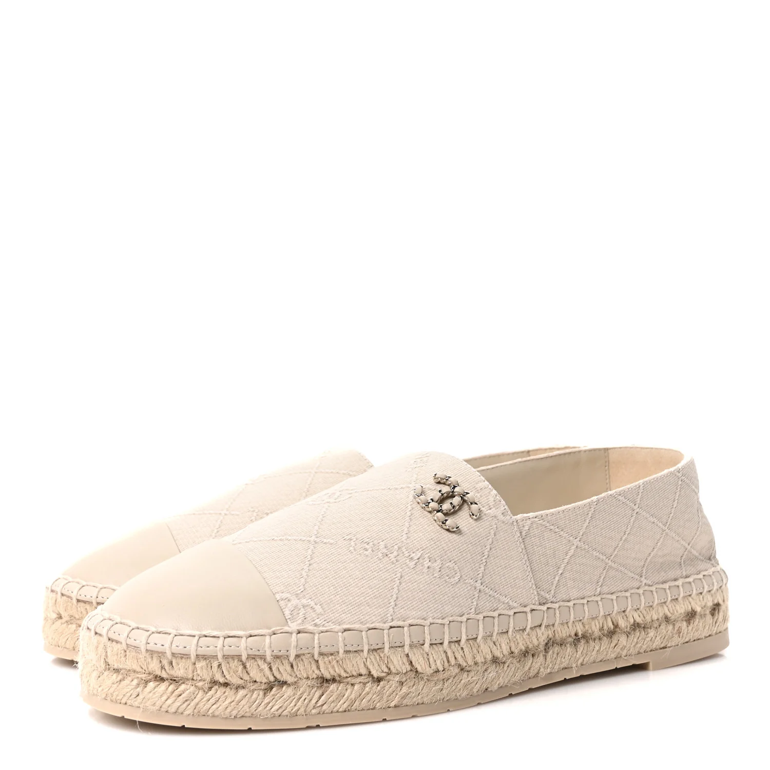 Cotton Lambskin Logo CC Espadrilles 41 Beige - Image 4