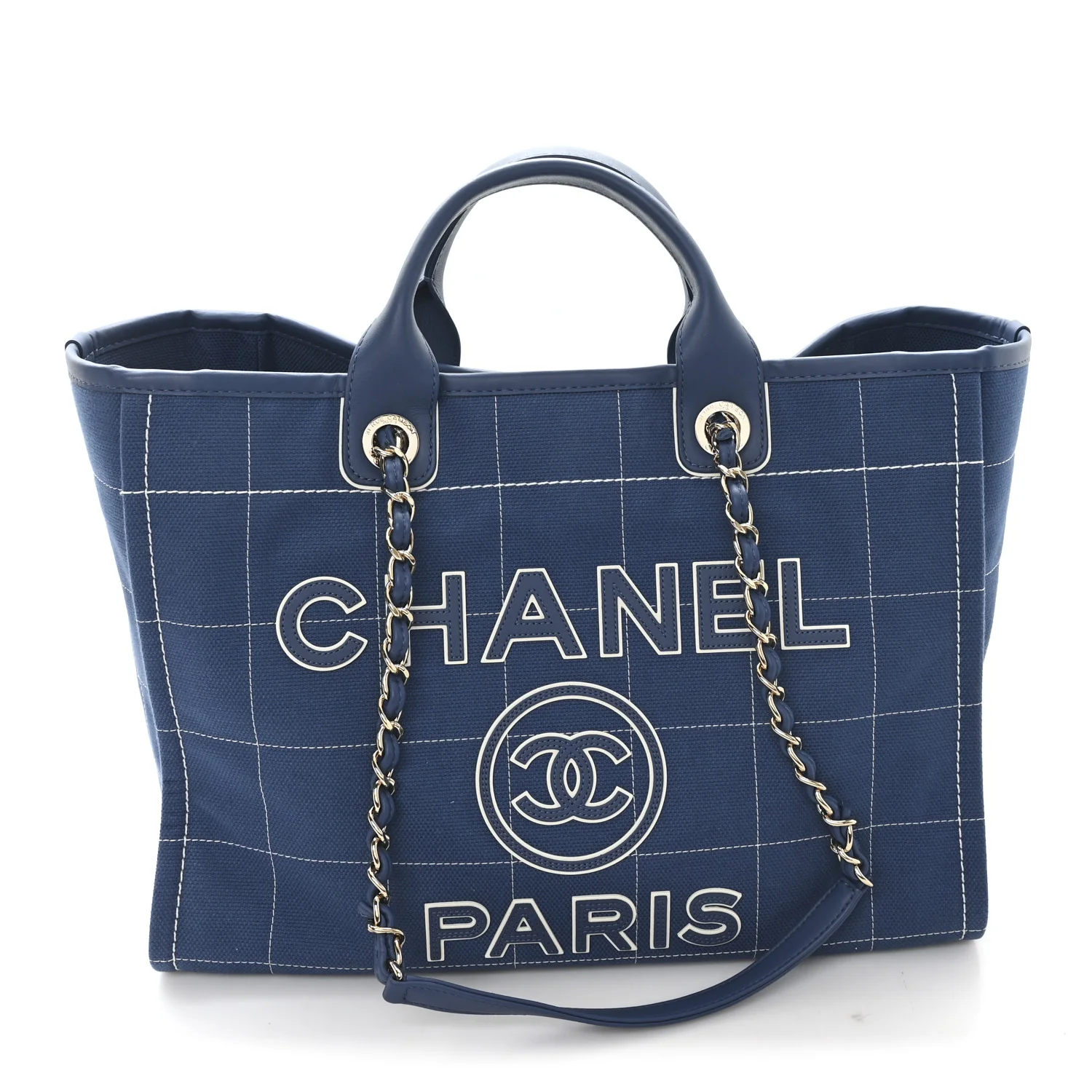 Cotton Medium Deauville Tote Blue White