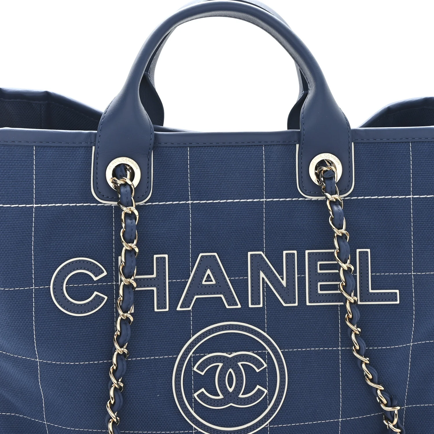 Cotton Medium Deauville Tote Blue White - Image 9