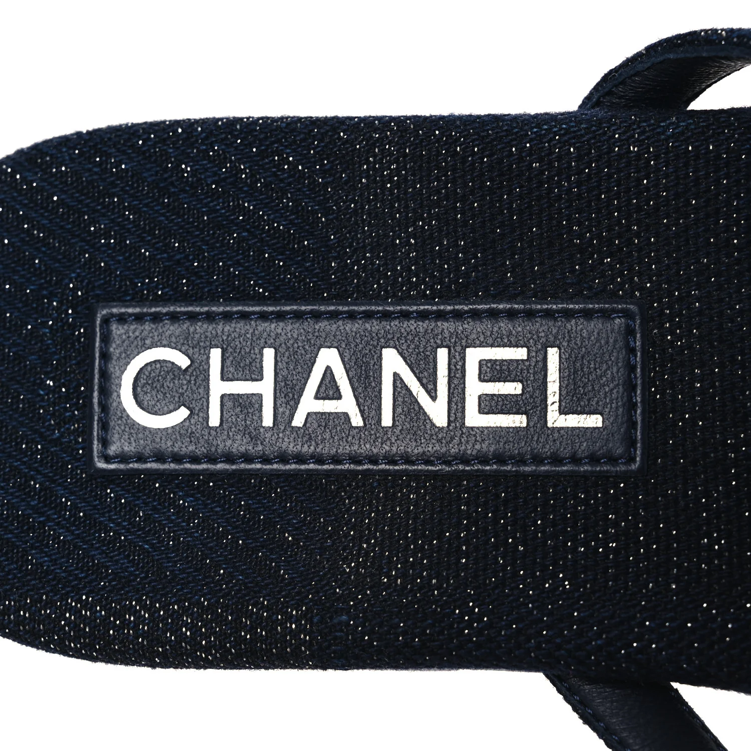 Cotton Silk Crystal CC Thong Sandals 40 Dark Blue Silver - Image 9