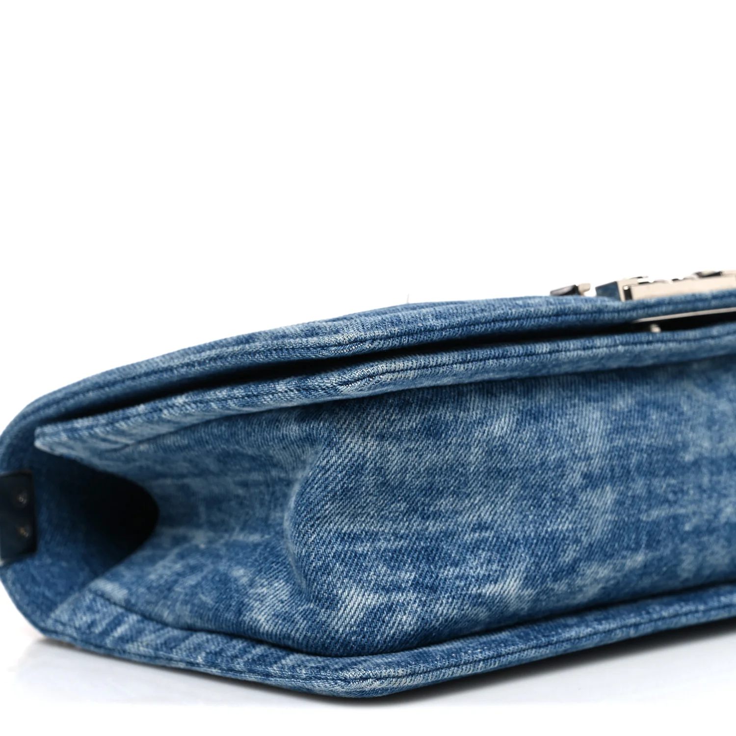 Cotton Tweed Denim Medium Boy Flap Light Green Light Blue - Image 9