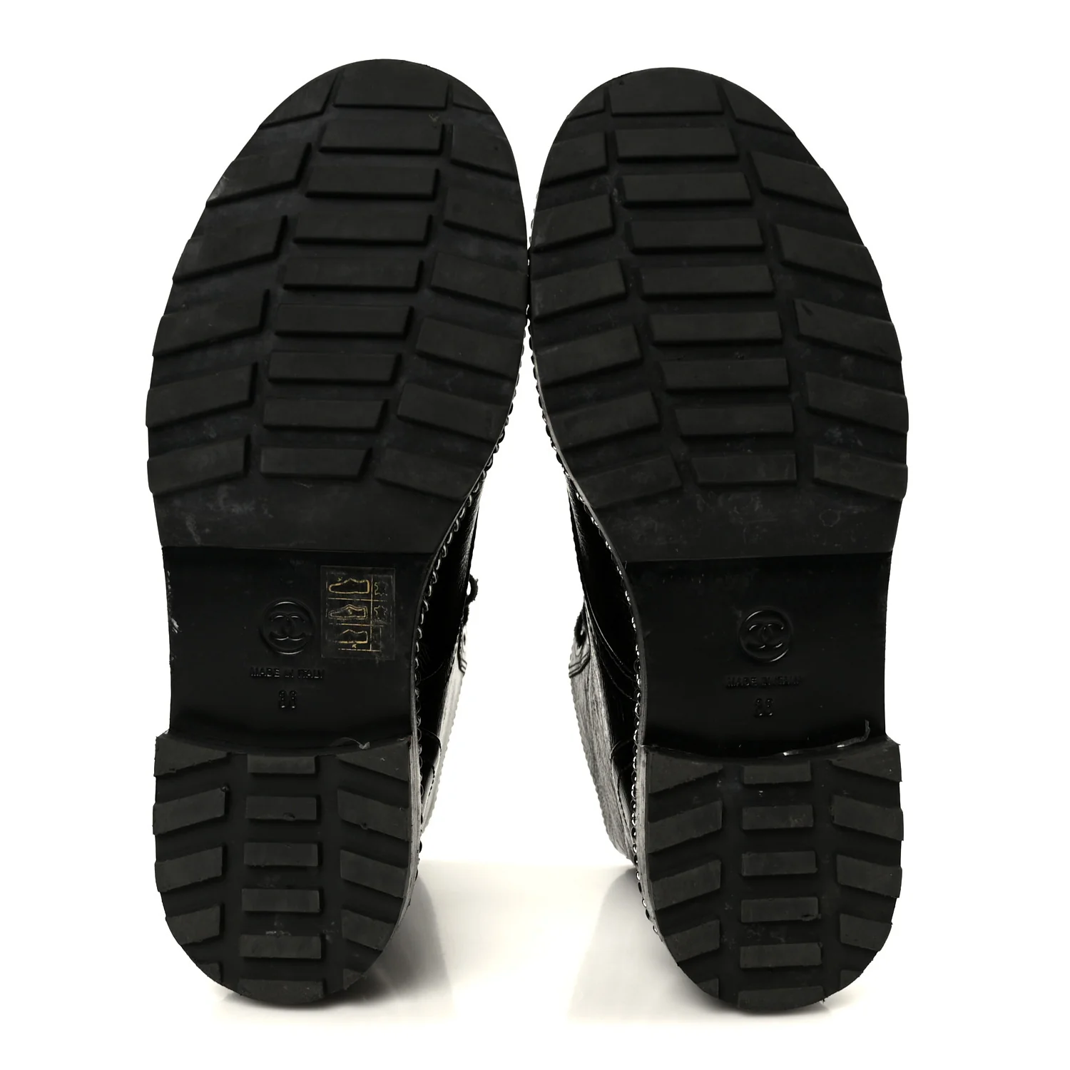 Crackled Calfskin Velvet Pearl Combat Short Boots 36 Black - Image 6