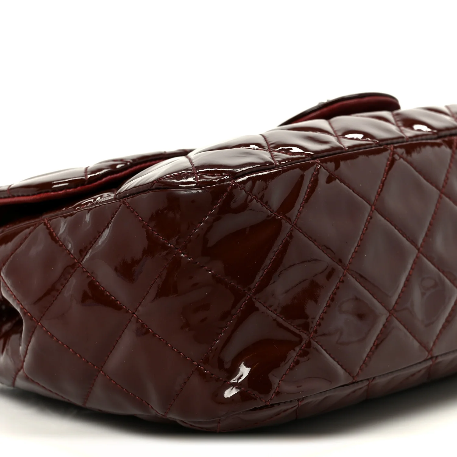 Crinkled Patent Quilted Jumbo Single Flap Burgundy - Image 10