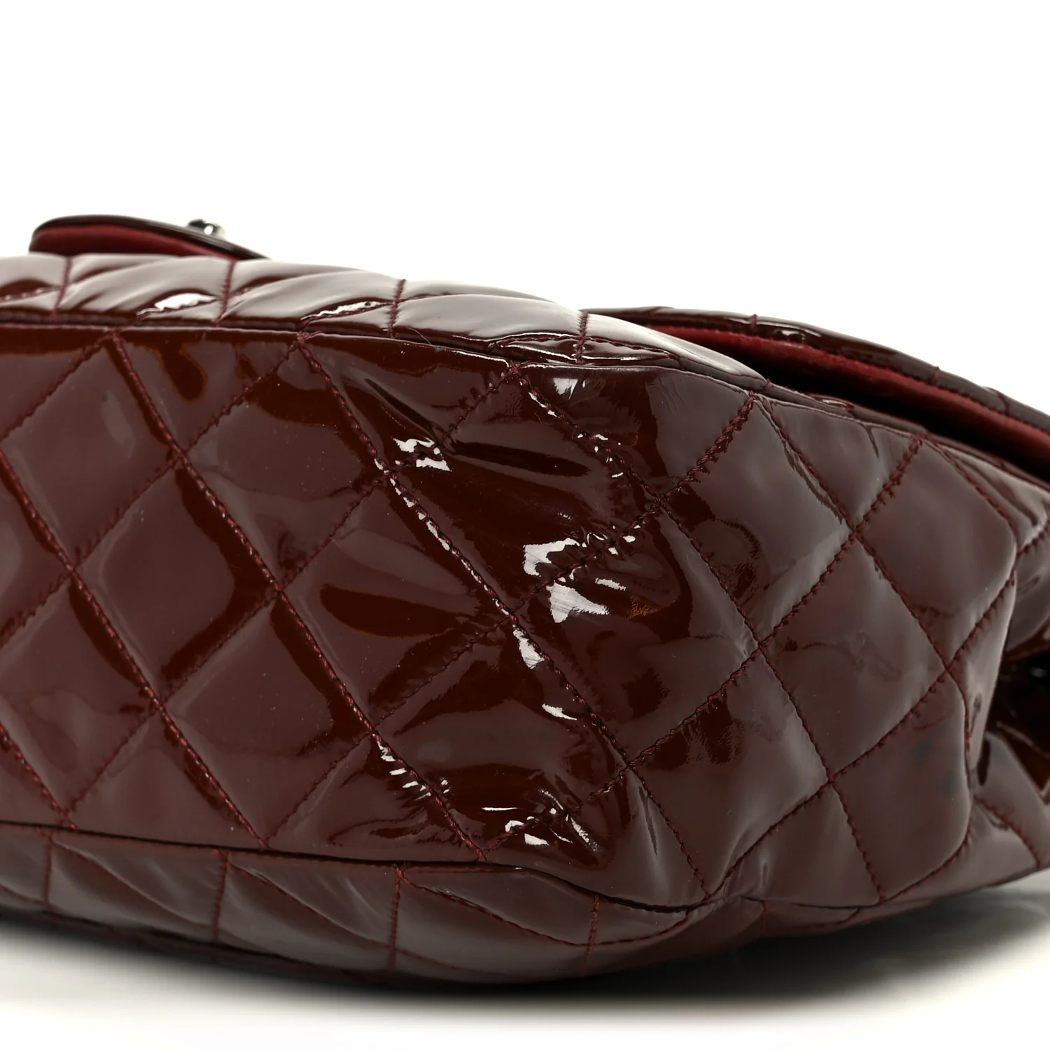 Crinkled Patent Quilted Jumbo Single Flap Burgundy - Image 11