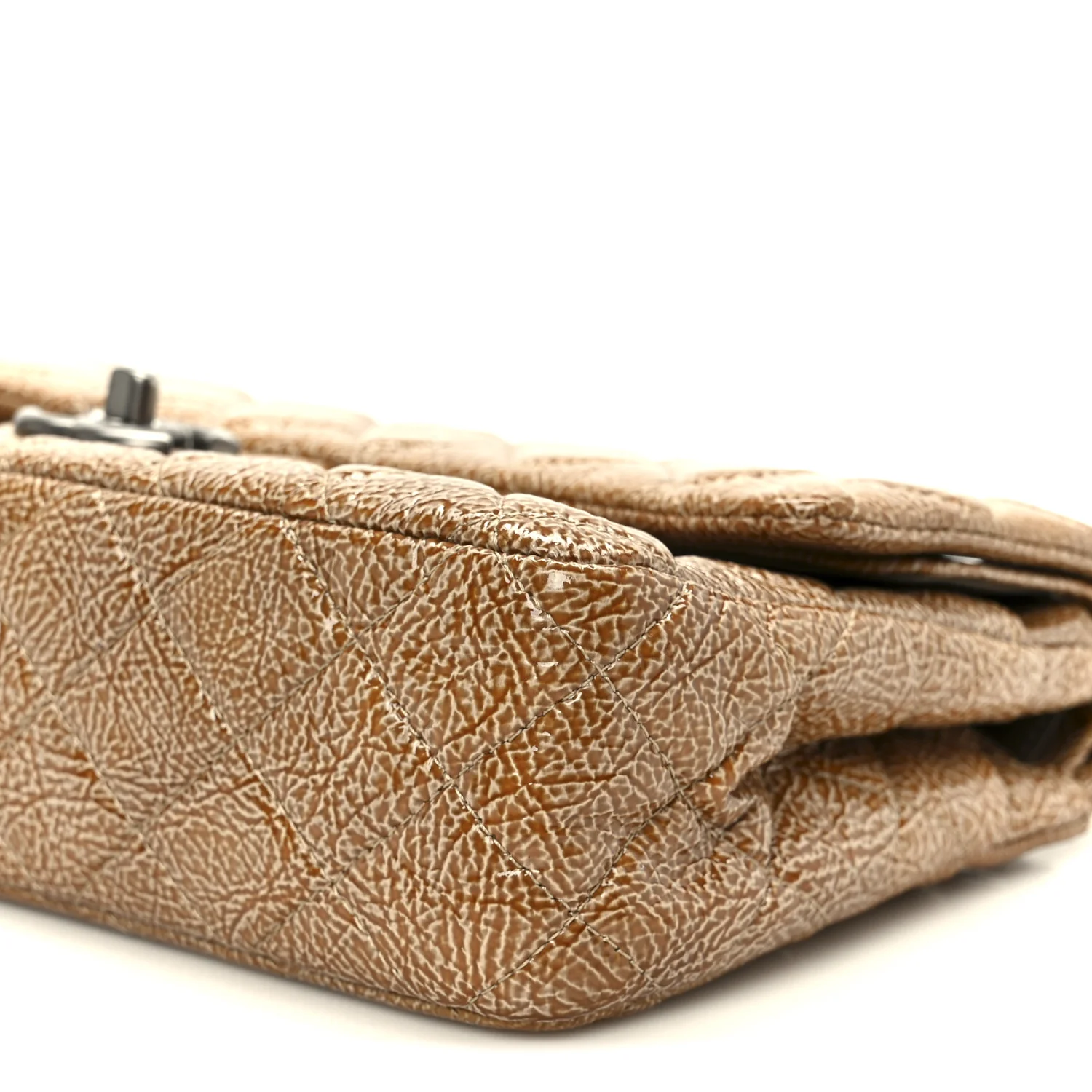 Crinkled Patent Quilted Medium Double Flap Beige - Image 11