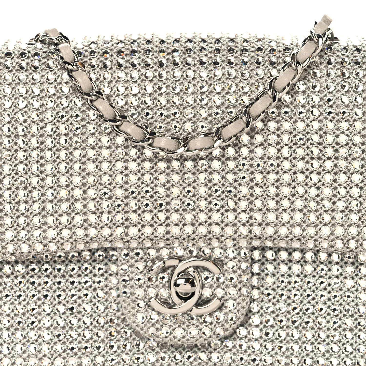 Crochet Strass Evening Flap Bag Silvery - Image 7