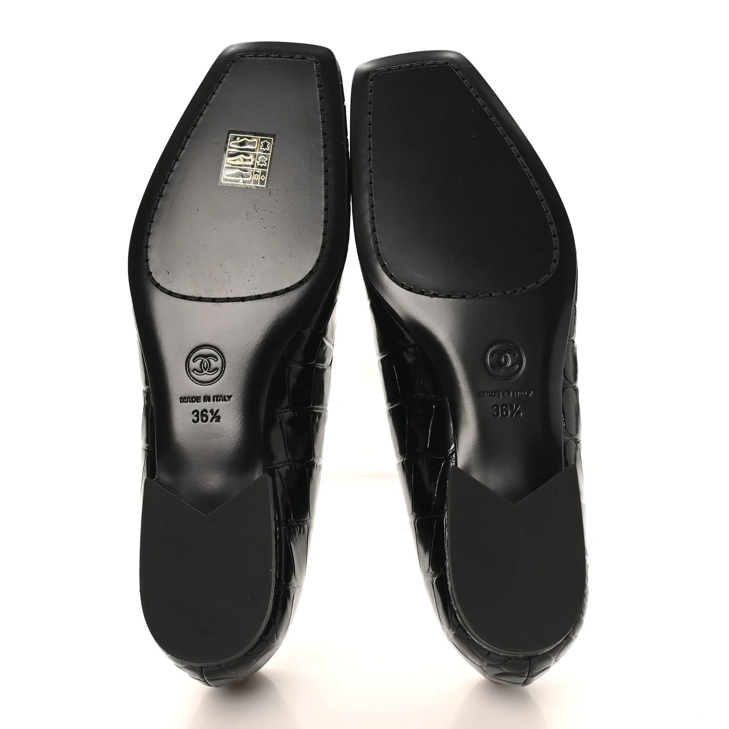 Crocodile Embossed Patent Calfskin Ballet Flats 36.5 Black - Image 10