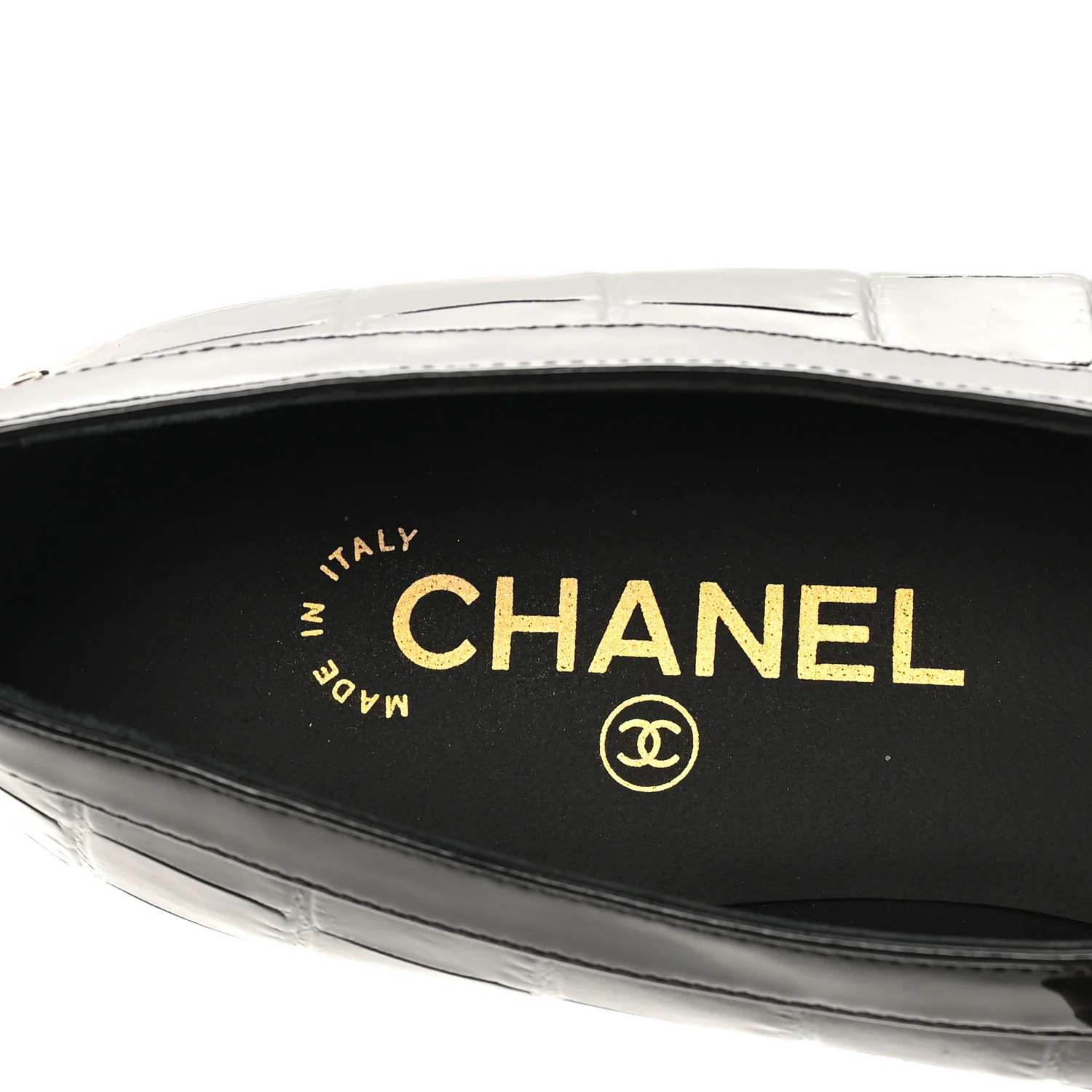 Crocodile Embossed Patent Calfskin Ballet Flats 36.5 Black - Image 12