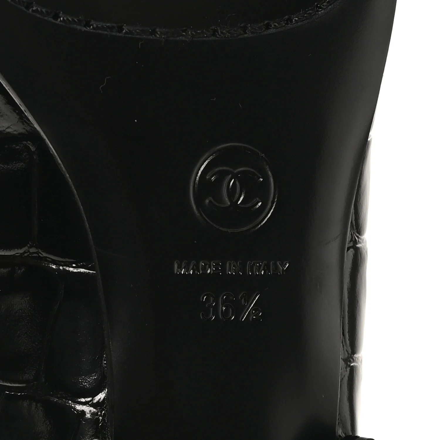 Crocodile Embossed Patent Calfskin Ballet Flats 36.5 Black - Image 14