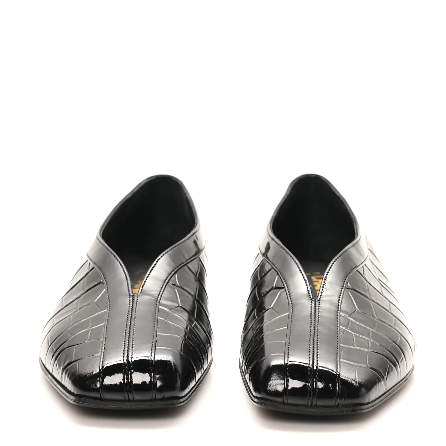 Crocodile Embossed Patent Calfskin Ballet Flats 36.5 Black - Image 7
