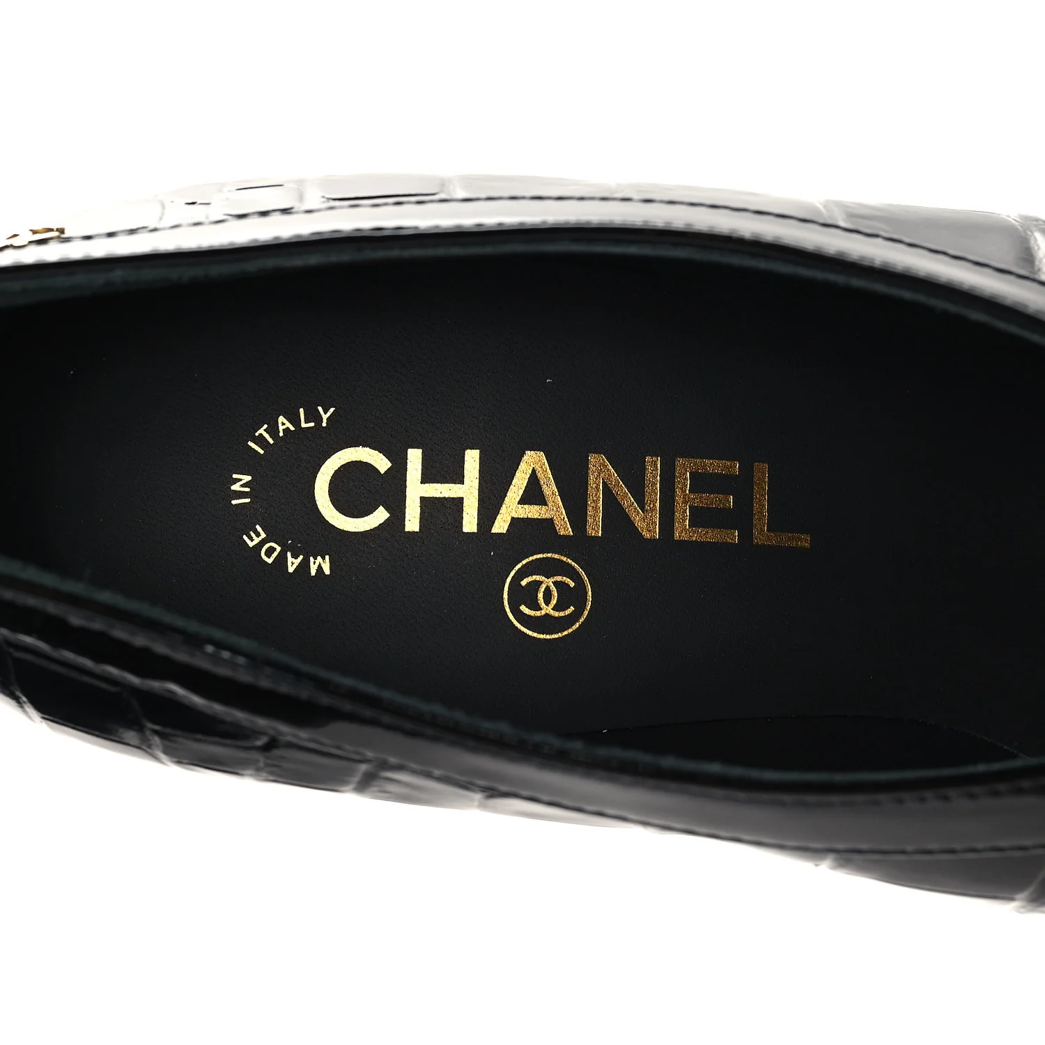 Crocodile Embossed Patent Calfskin Pumps 38.5 Black - Image 19
