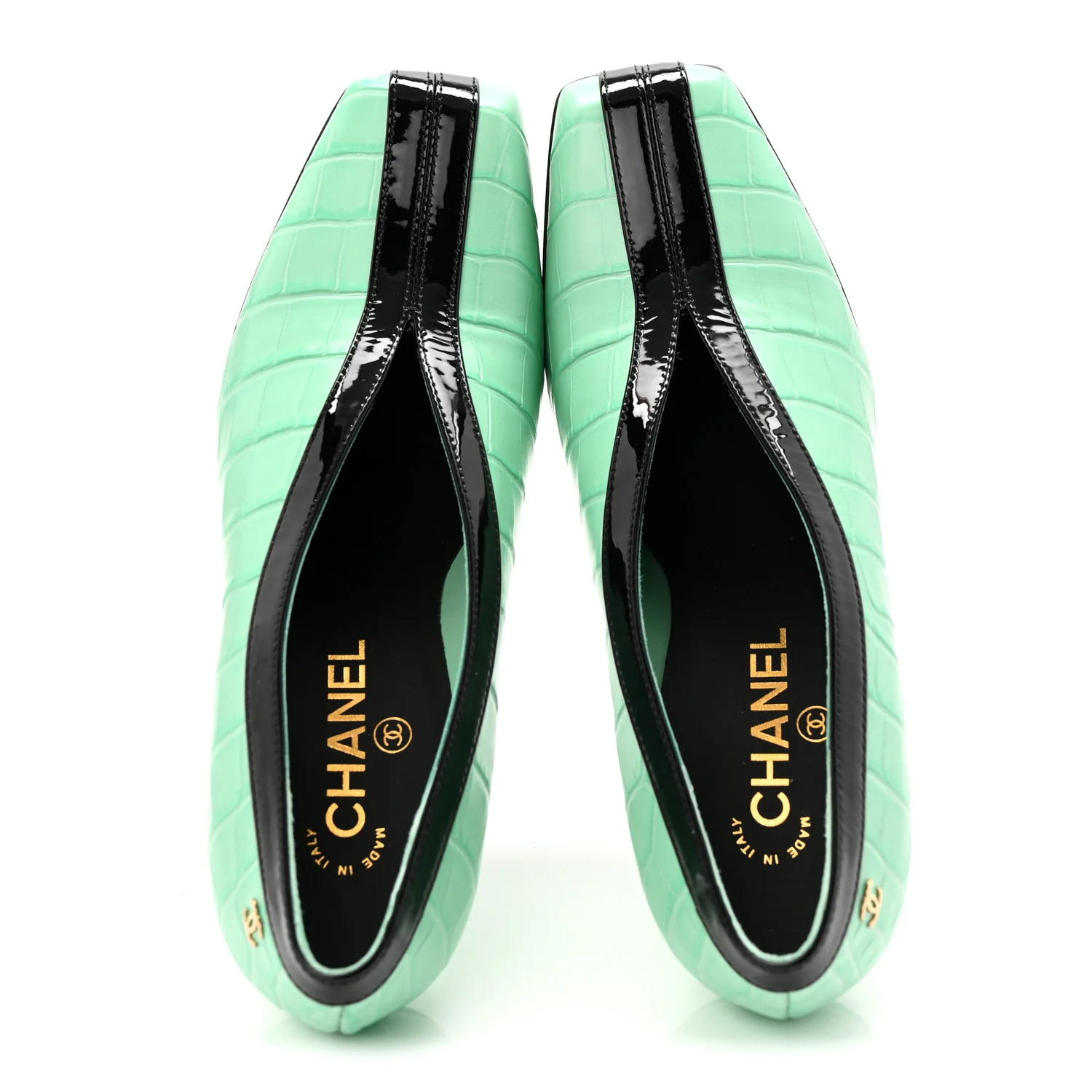 Crocodile Embossed Patent Calfskin Pumps 39 Green Black - Image 5