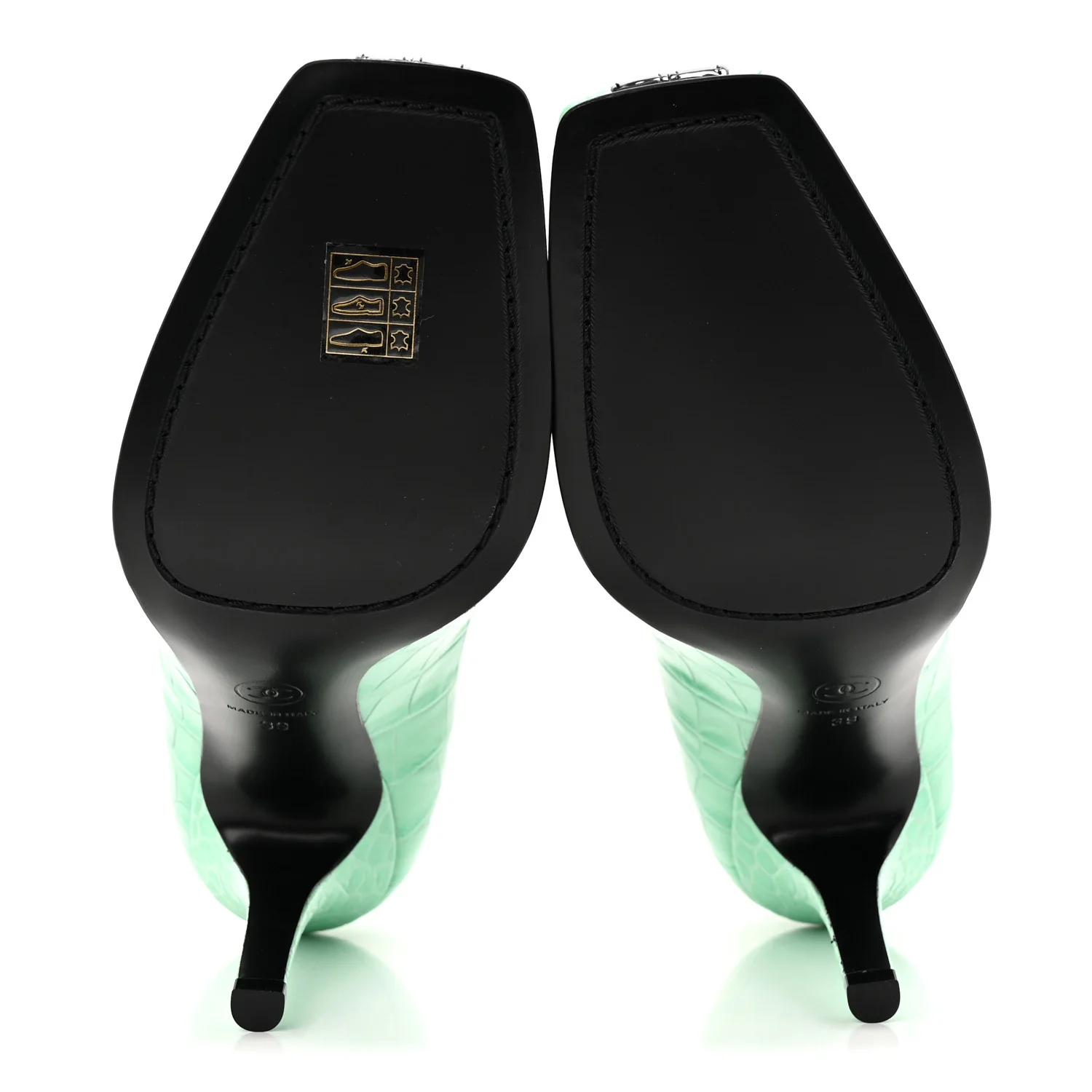 Crocodile Embossed Patent Calfskin Pumps 39 Green Black - Image 6
