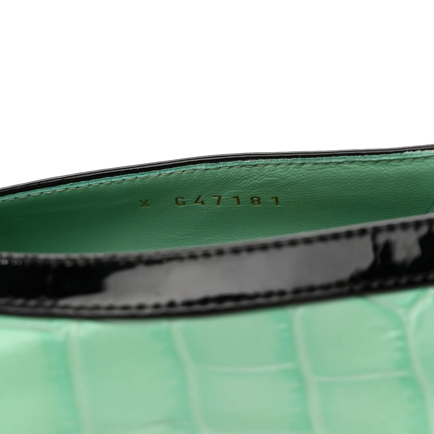 Crocodile Embossed Patent Calfskin Pumps 39 Green Black - Image 9