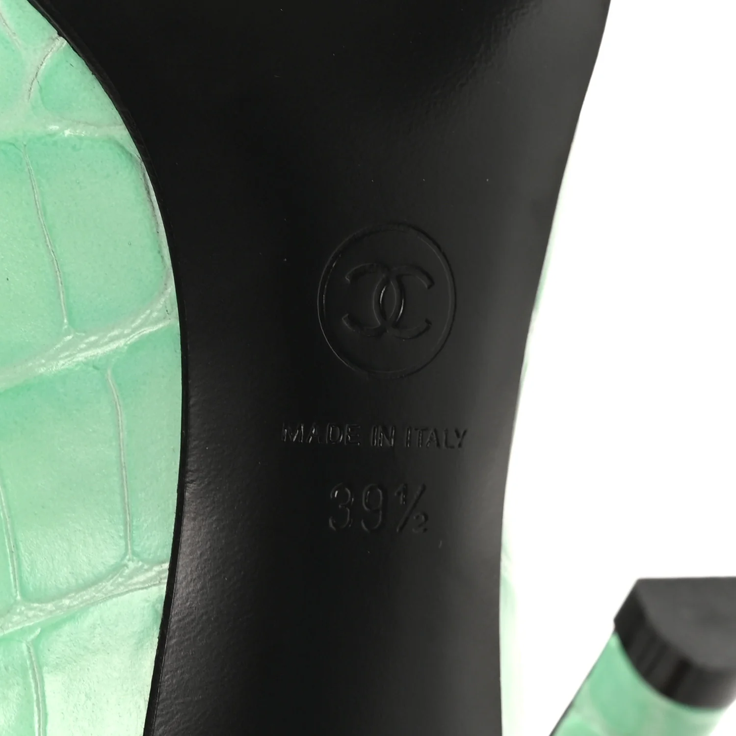 Crocodile Embossed Patent Calfskin Pumps 39.5 Green Black - Image 15