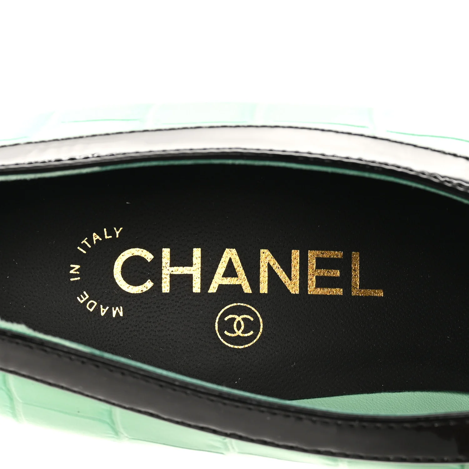 Crocodile Embossed Patent Calfskin Pumps 39.5 Green Black - Image 19