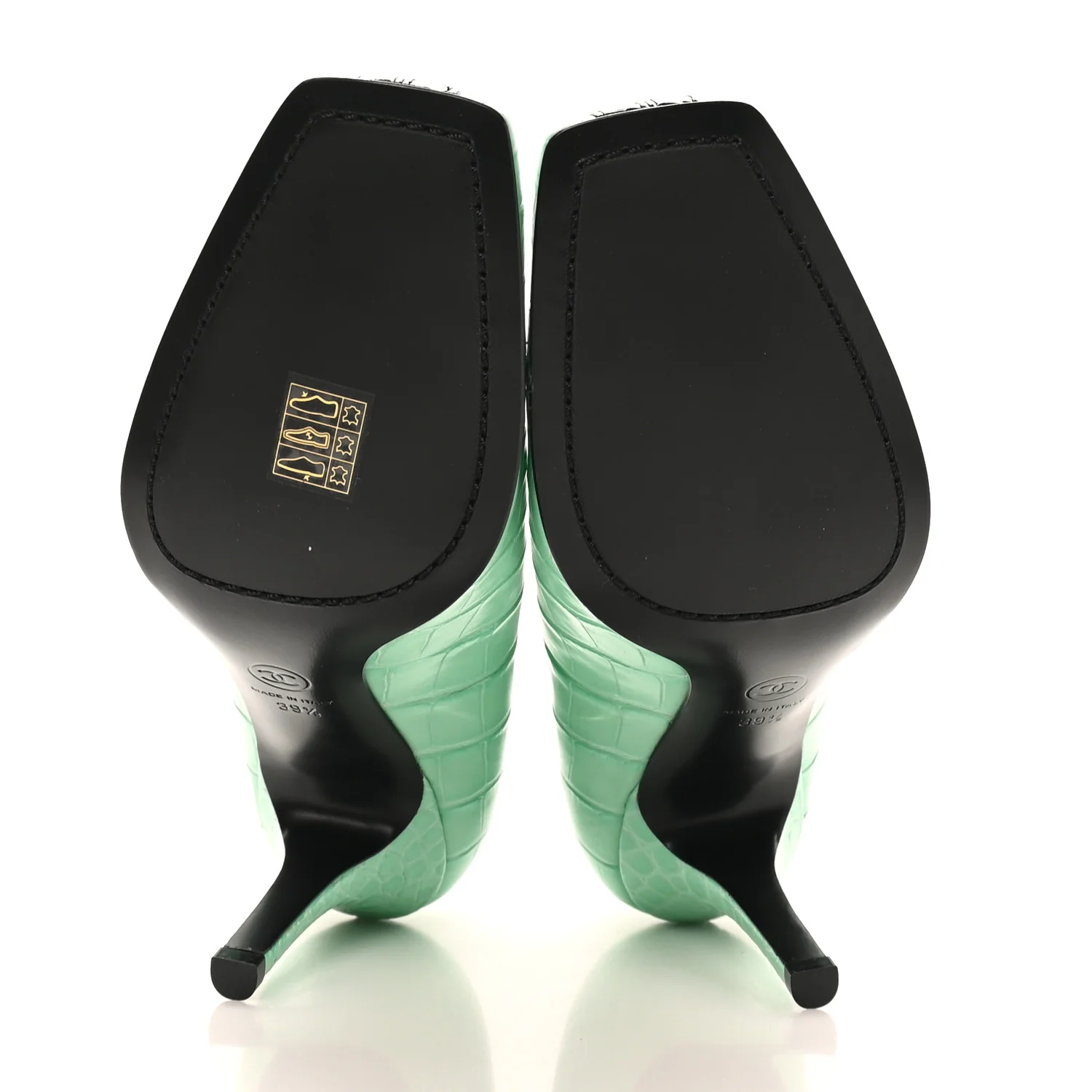 Crocodile Embossed Patent Calfskin Pumps 39.5 Green Black - Image 8