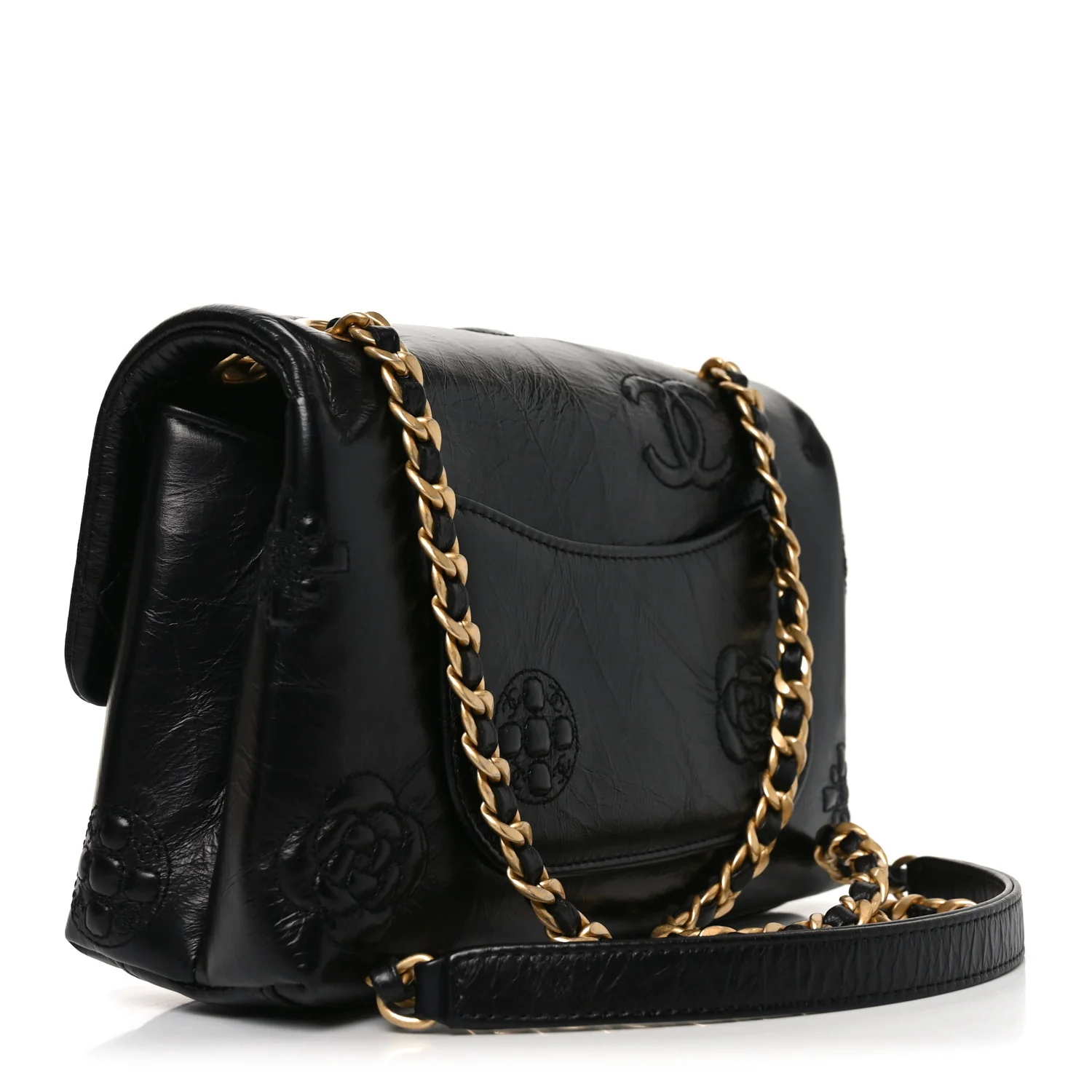 Crumbled Calfskin Embossed Flap Black - Image 3