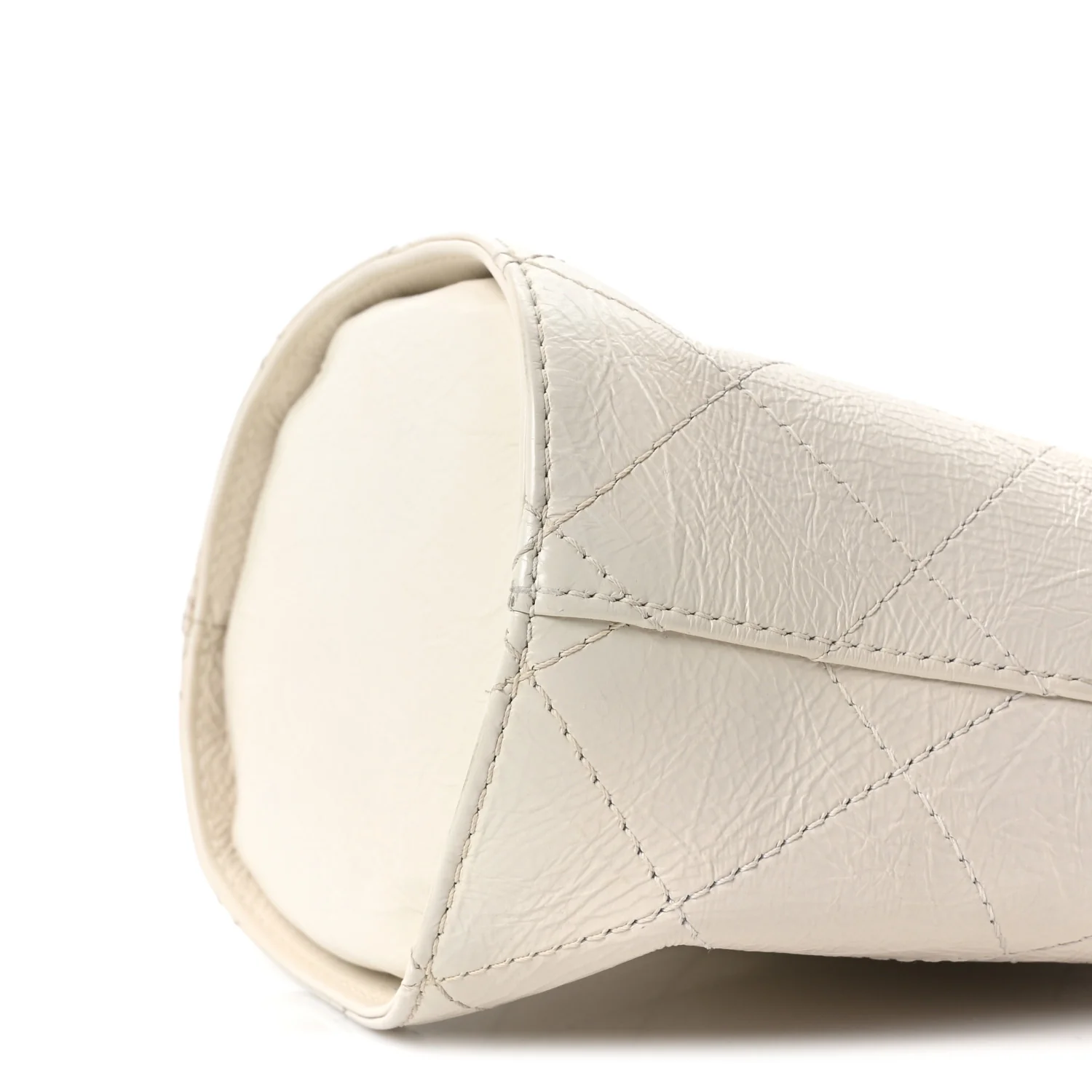 Crumpled Calfskin Bucket Bag White - Image 10