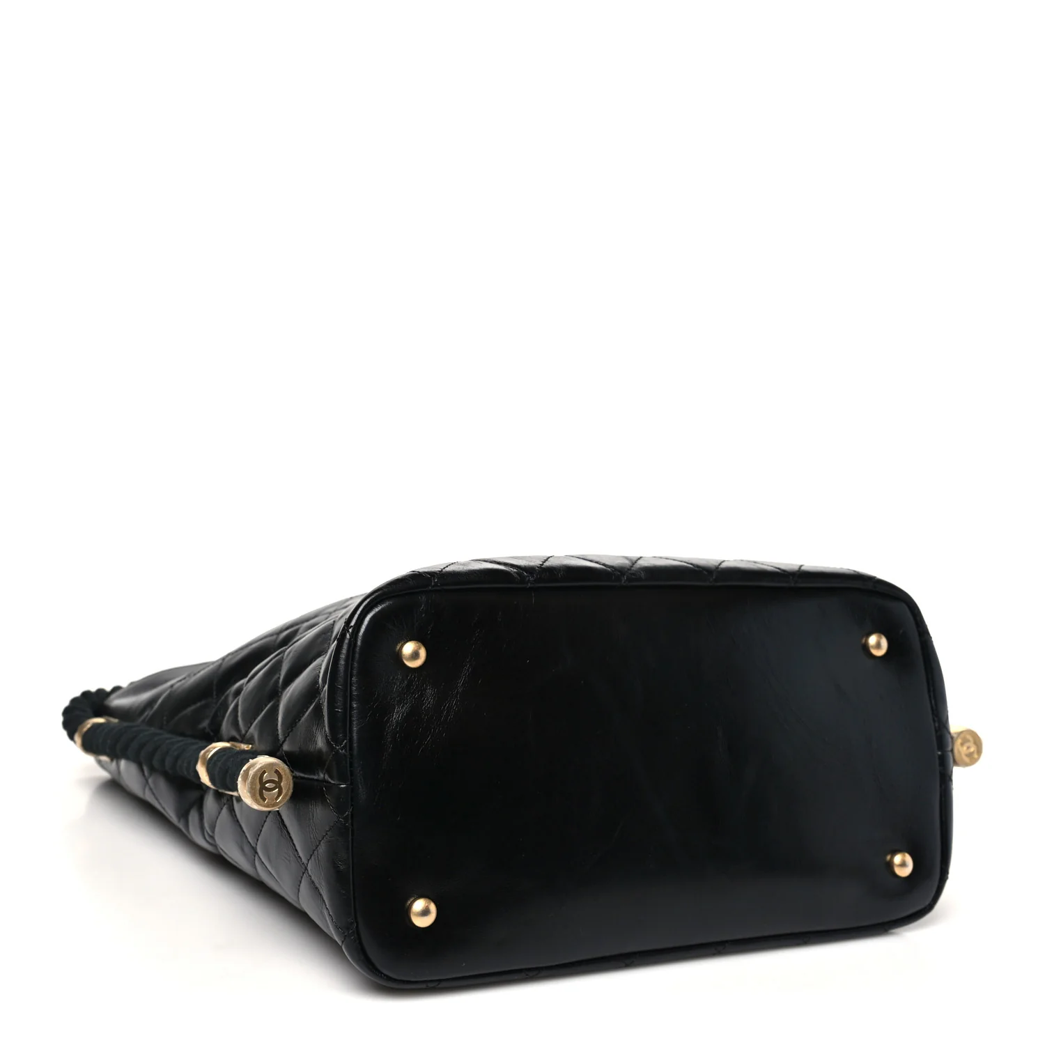 Crumpled Calfskin En Vogue Rope Hobo Bag Black - Image 4
