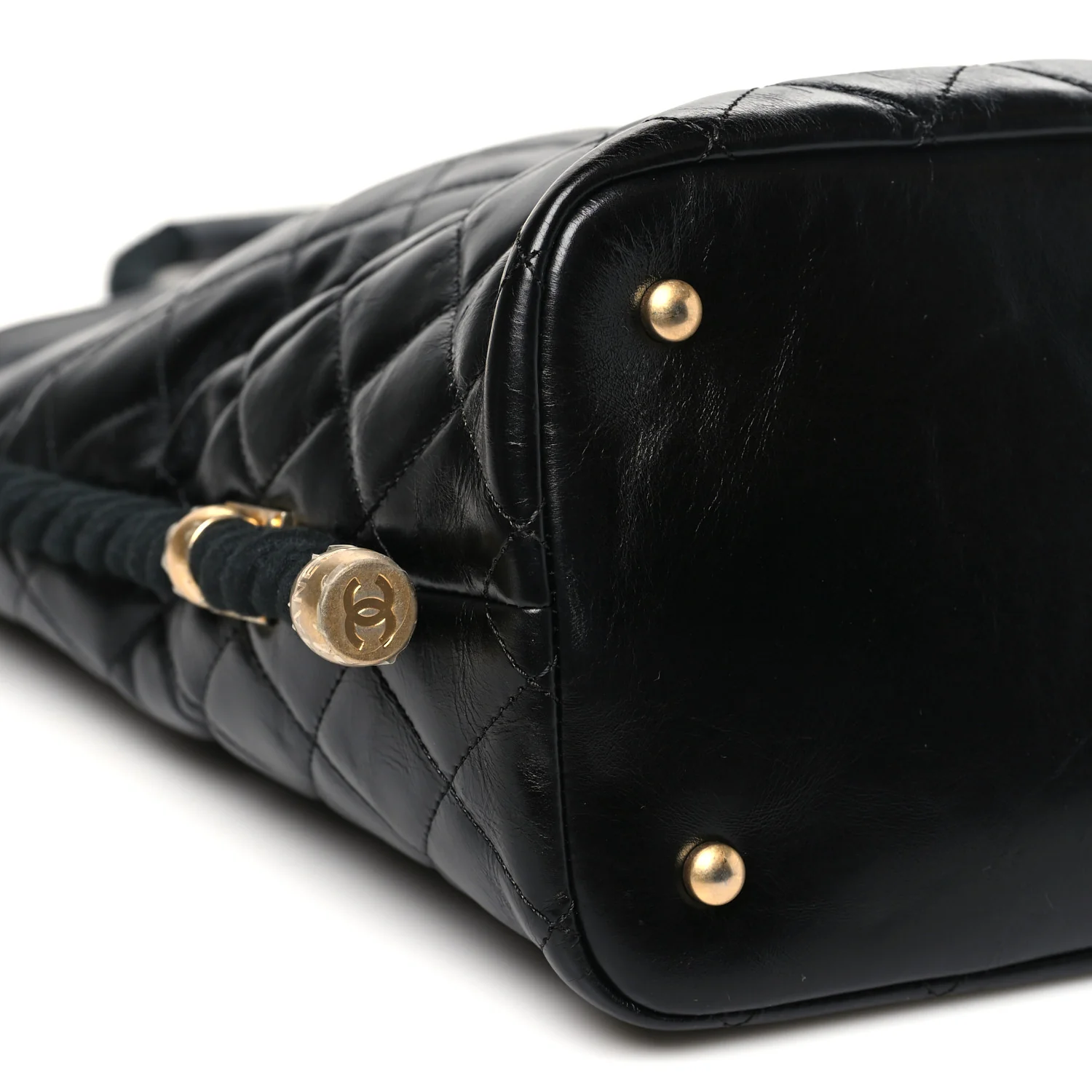 Crumpled Calfskin En Vogue Rope Hobo Bag Black - Image 9