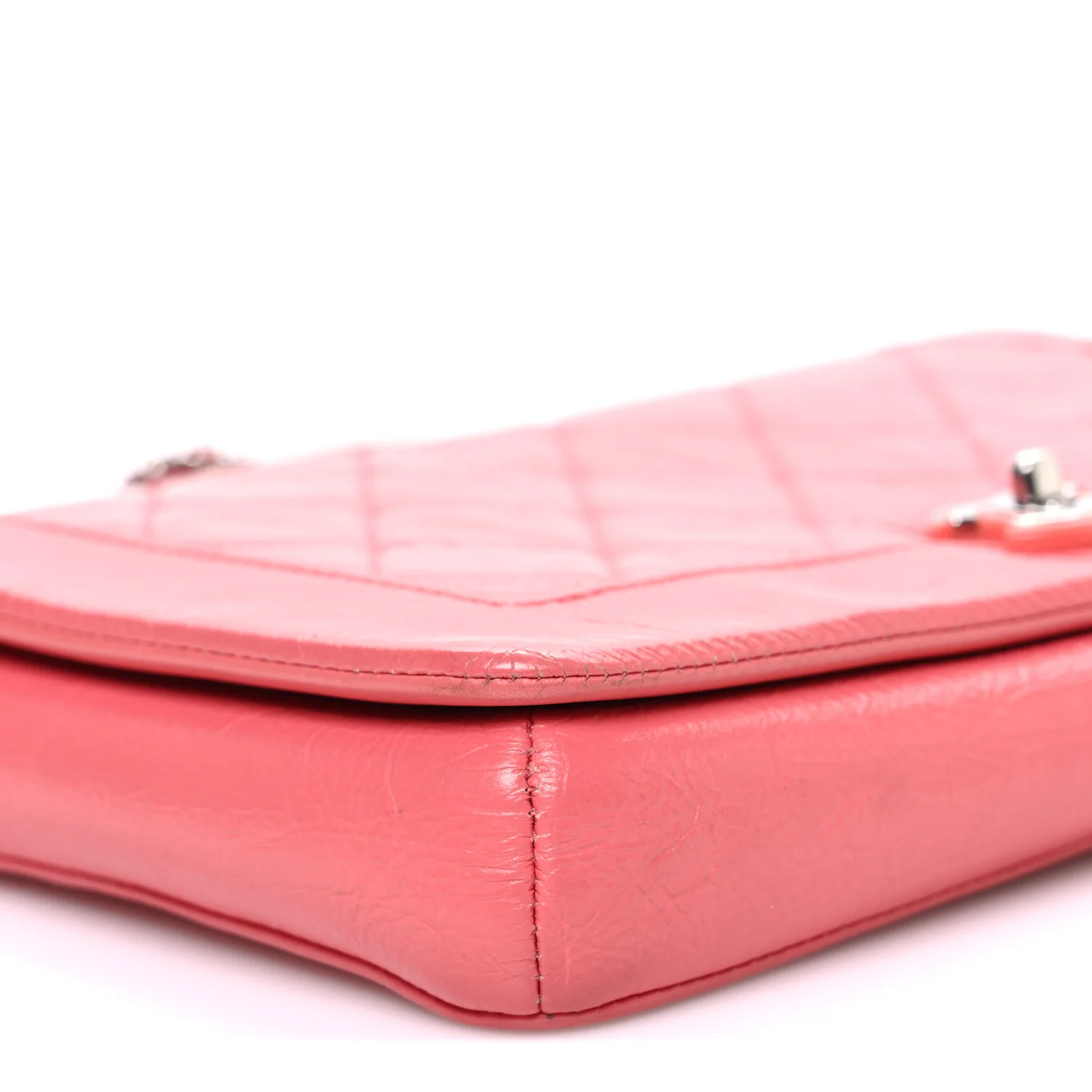 Crumpled Calfskin Quilted Bi Vintage Small Single Flap Pink - Image 9