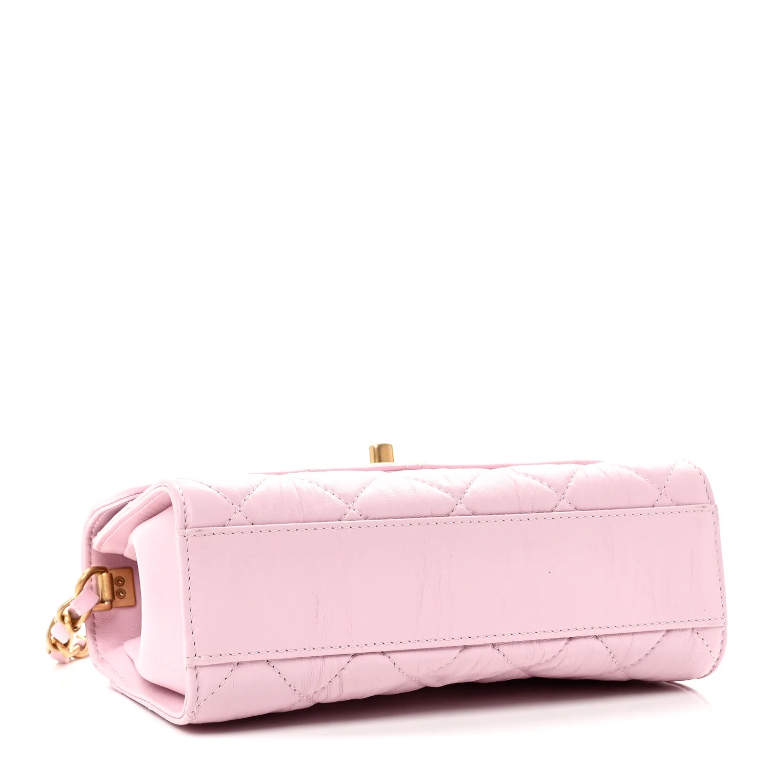 Crumpled Lambskin Quilted Mini CC Links Top Handle Flap Light Pink - Image 4