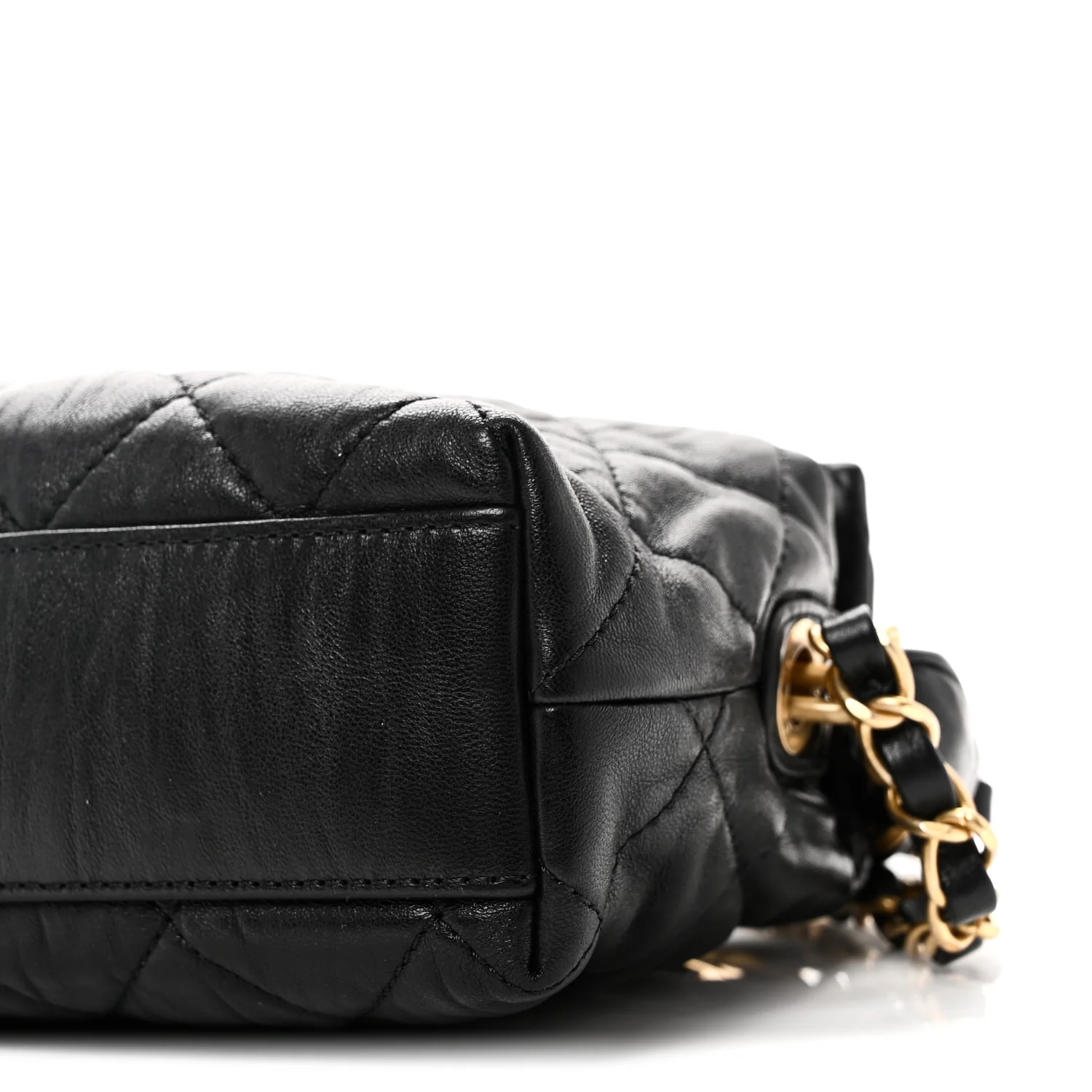 Crumpled Lambskin Quilted Small CC Links Shoulder Bag Black - Image 10
