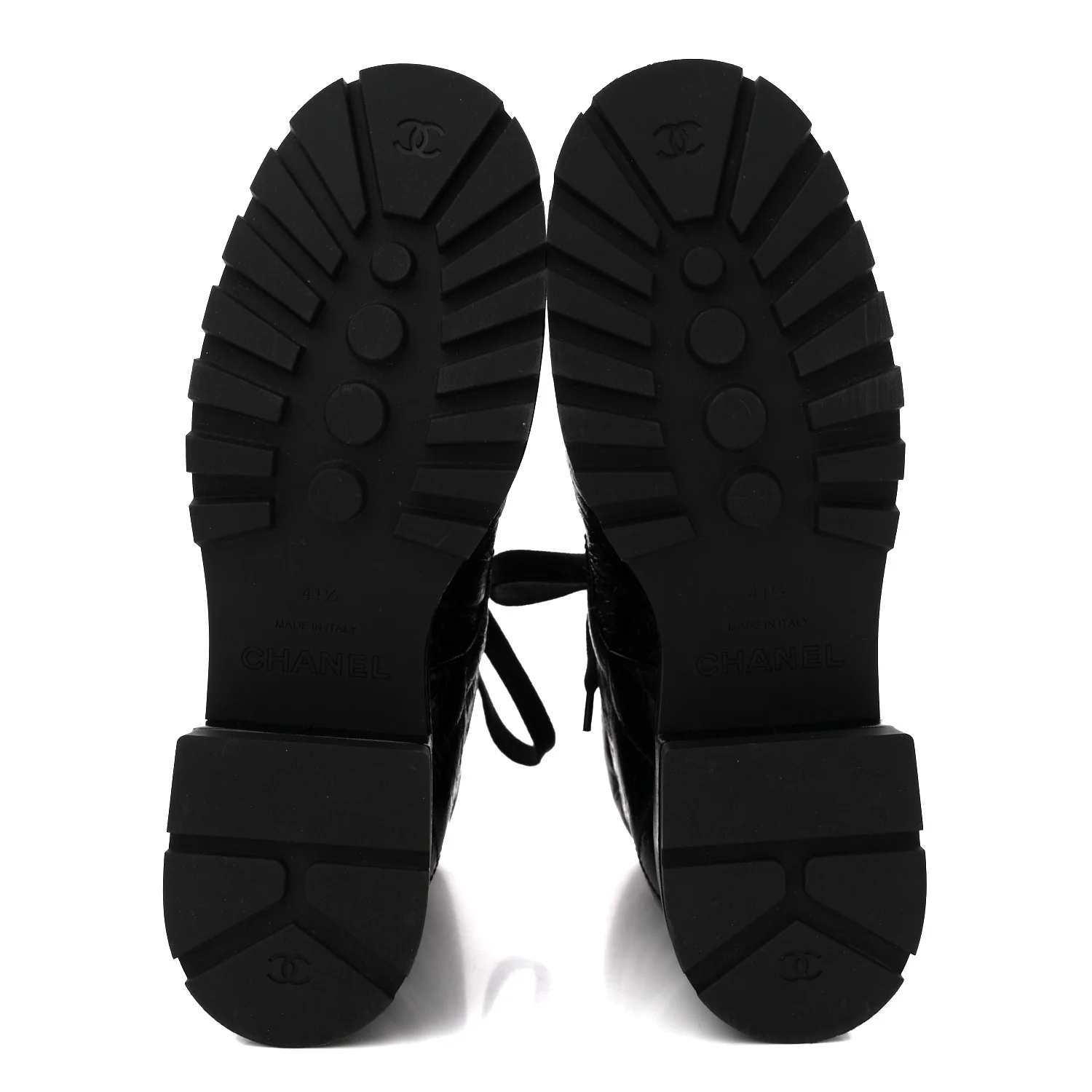 Crumpled Patent Lambskin Calfskin Quilted Lace Up Combat Boots 41.5 Black - Image 6