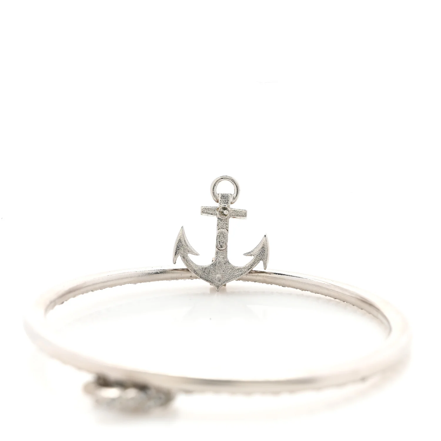 Crystal Anchor CC Hoop Earrings Silver - Image 4