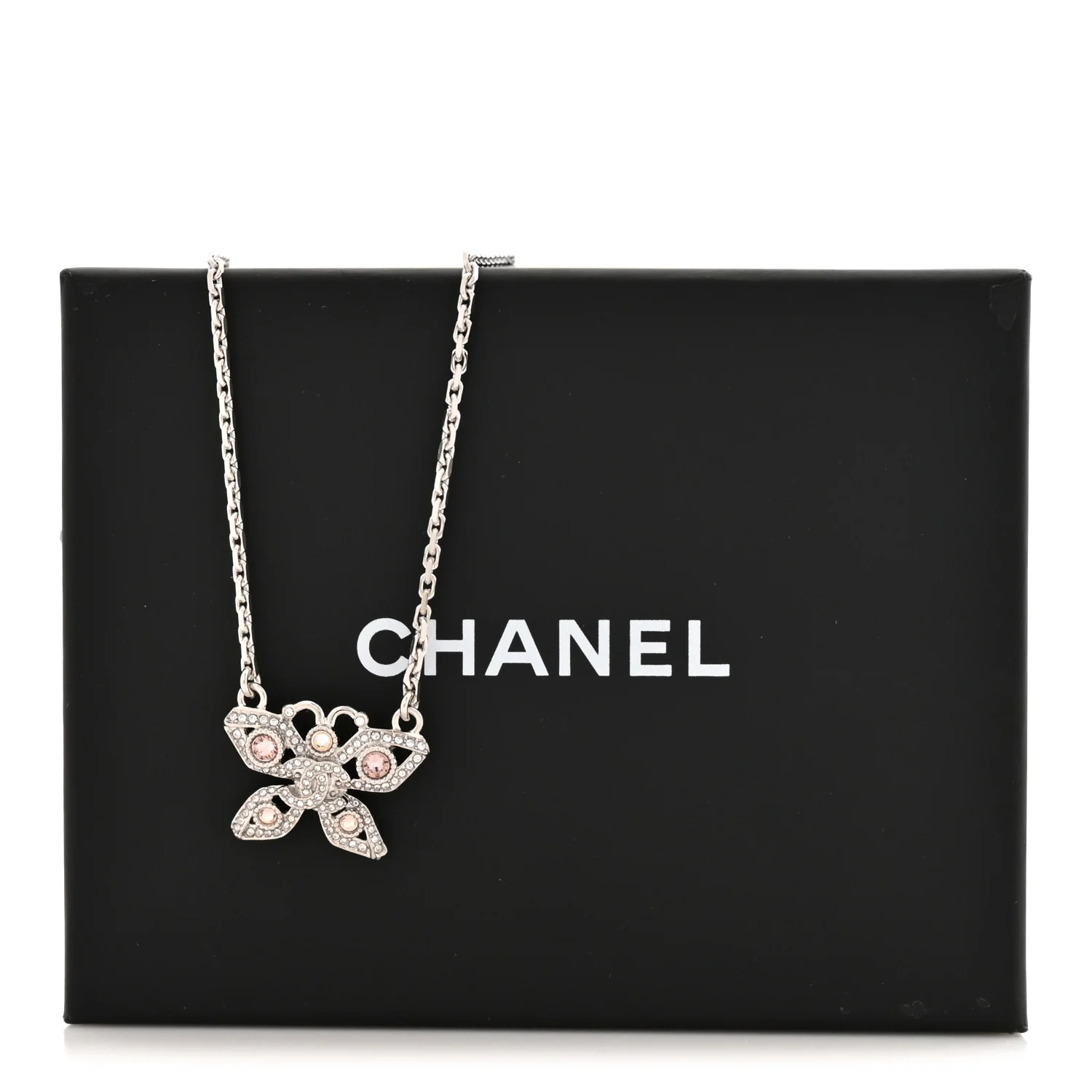 Crystal Butterfly CC Necklace Silver - Image 5