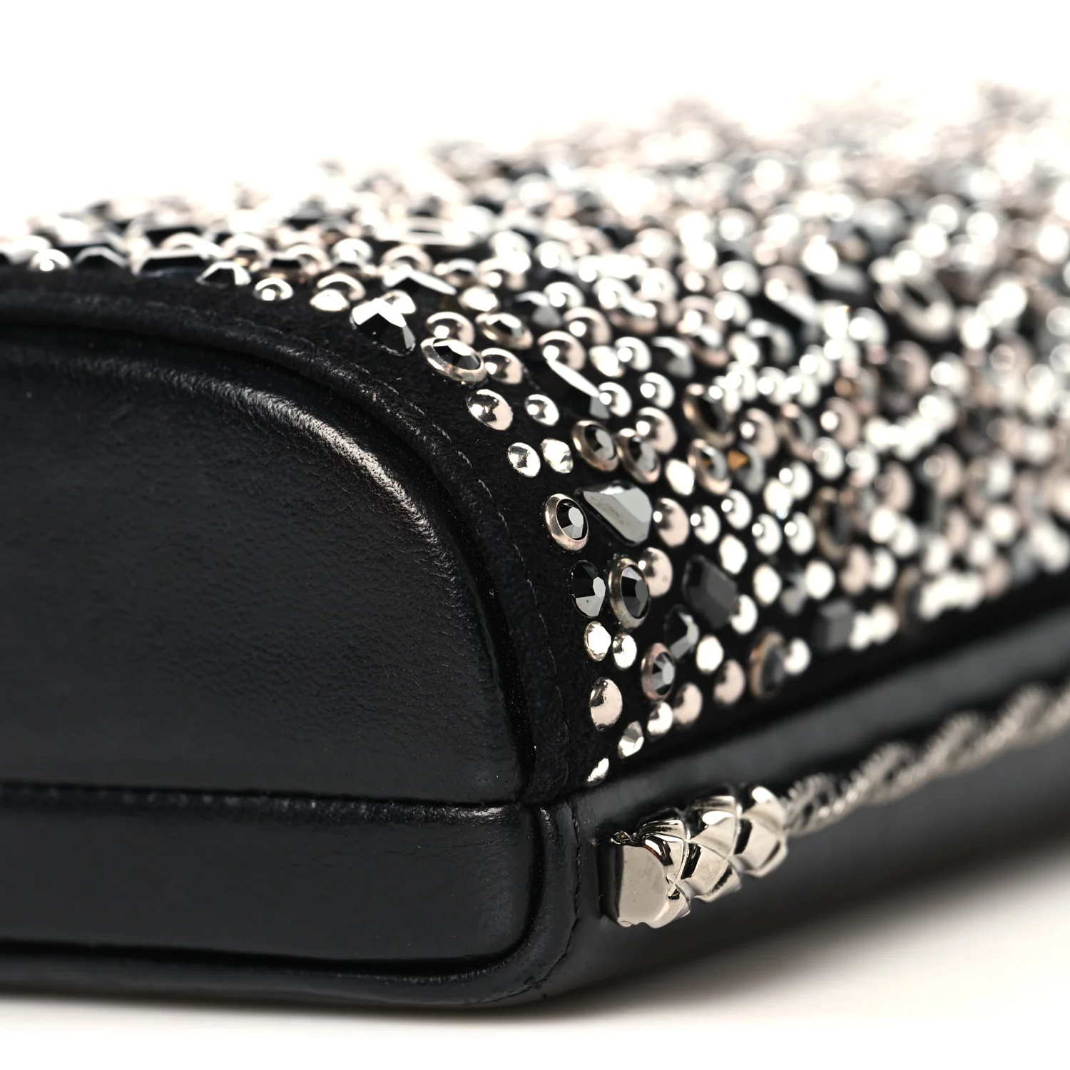 Crystal Calfskin Minaudiere Clutch Black - Image 10