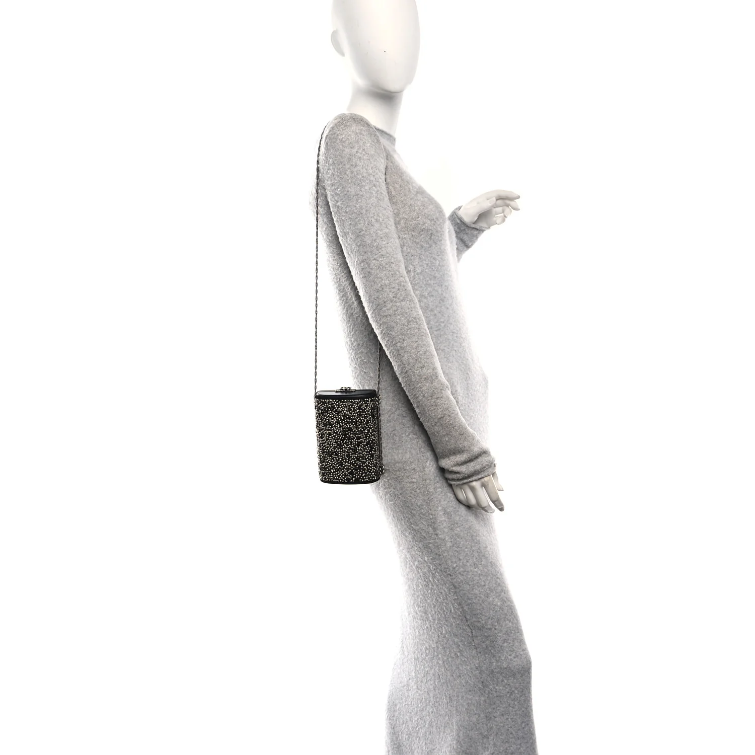 Crystal Calfskin Minaudiere Clutch Black - Image 2