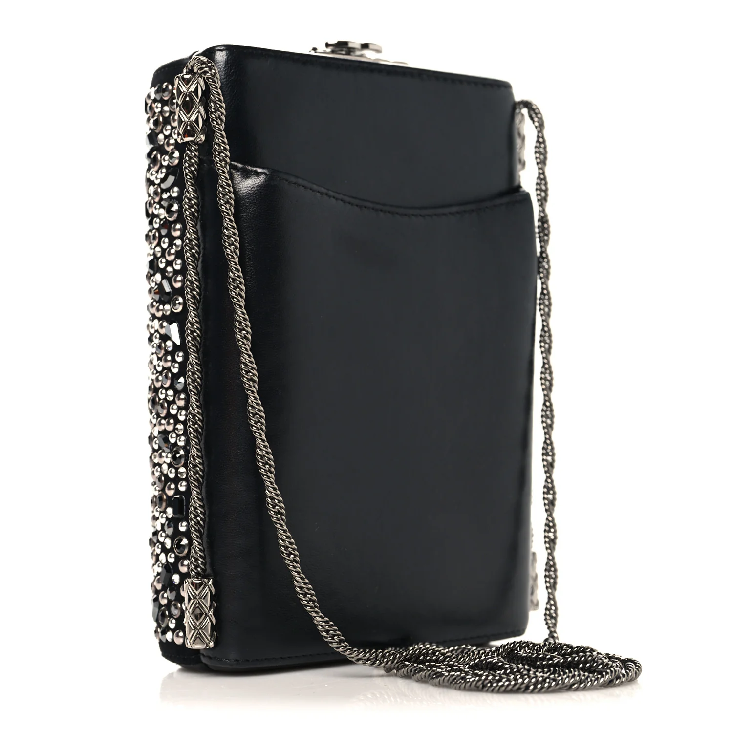 Crystal Calfskin Minaudiere Clutch Black - Image 3