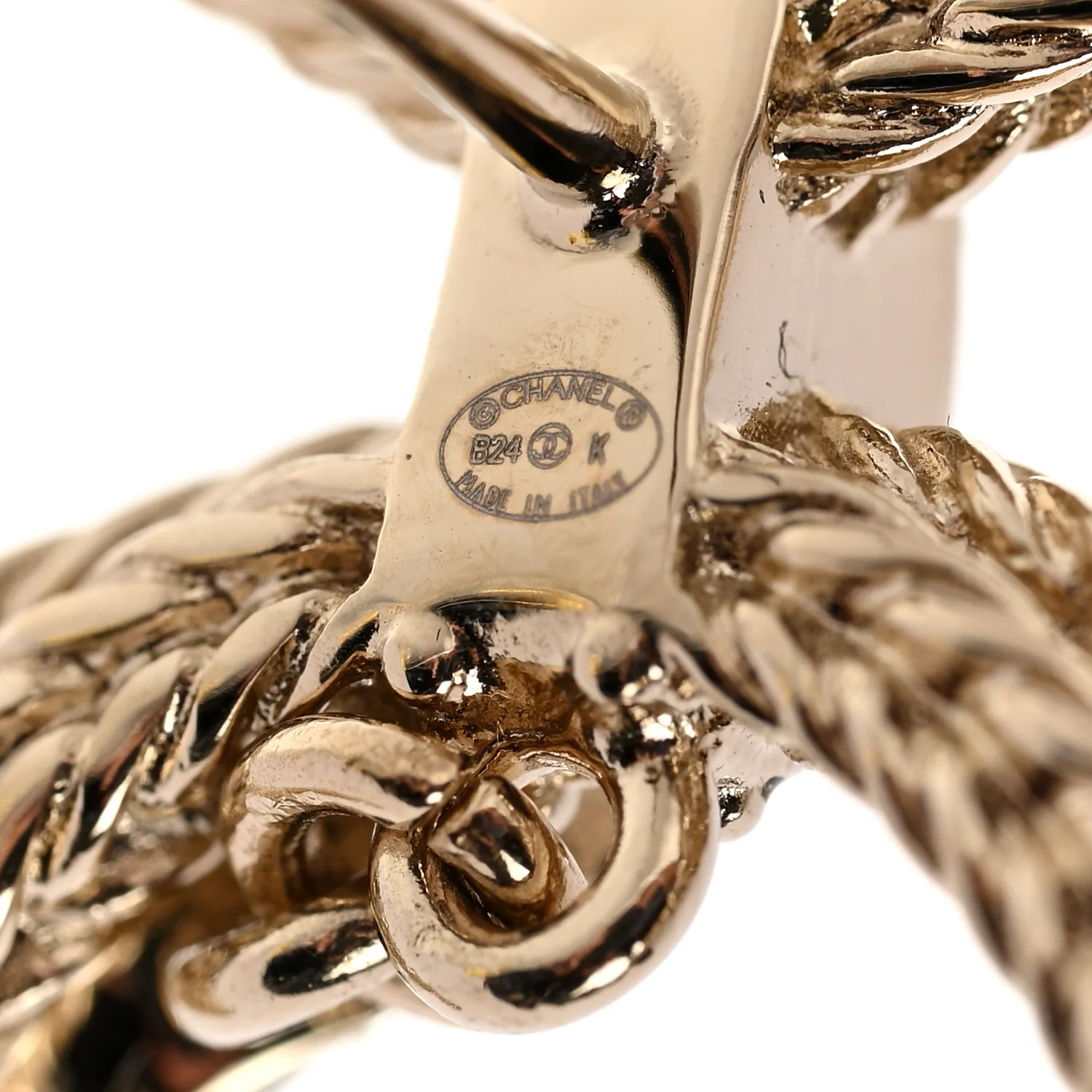 Crystal CC Bow Drop Earrings Gold - Image 4