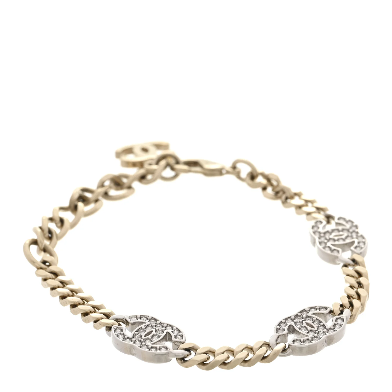 Crystal CC Chain Bracelet Gold Silver
