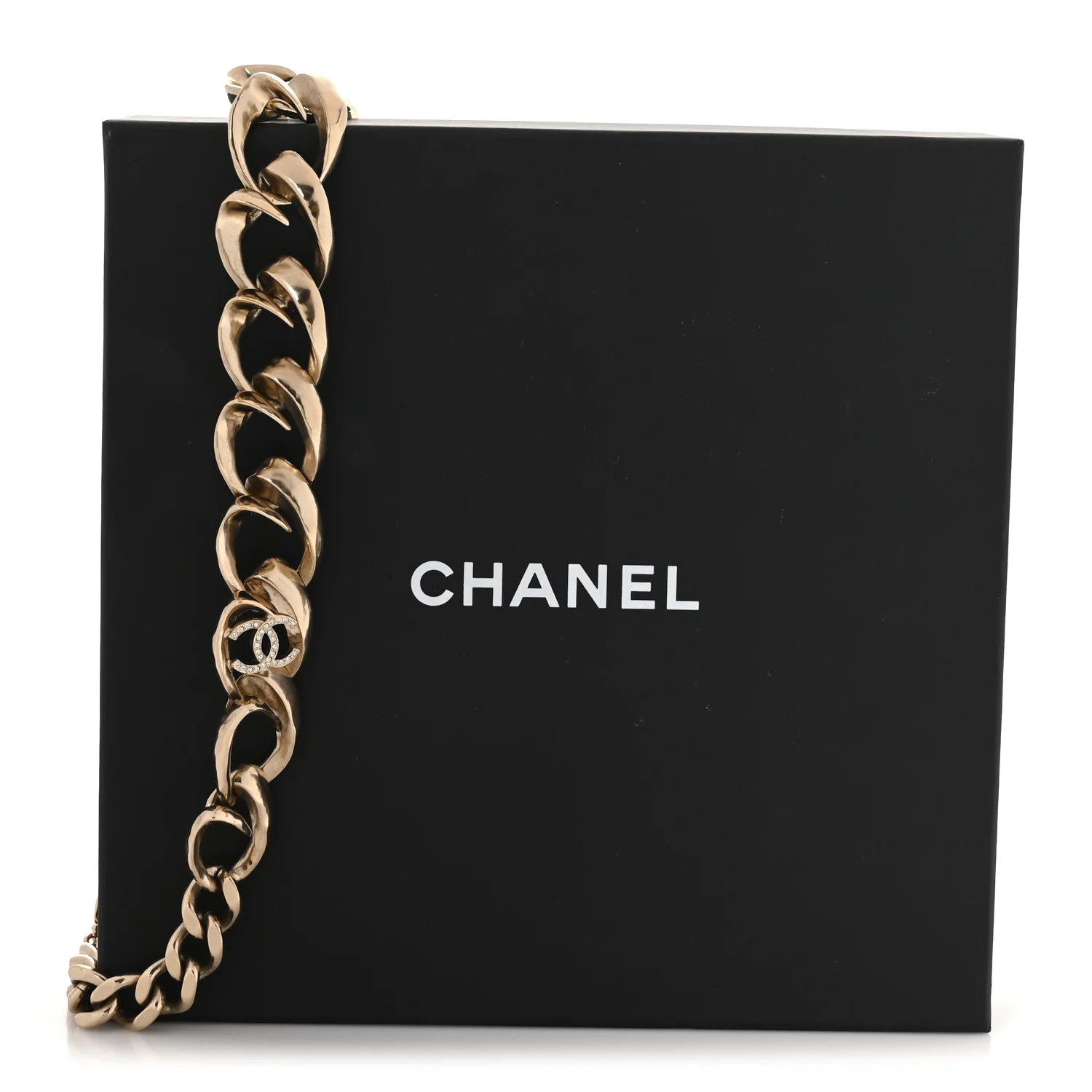 Crystal CC Chain Choker Necklace Gold - Image 5