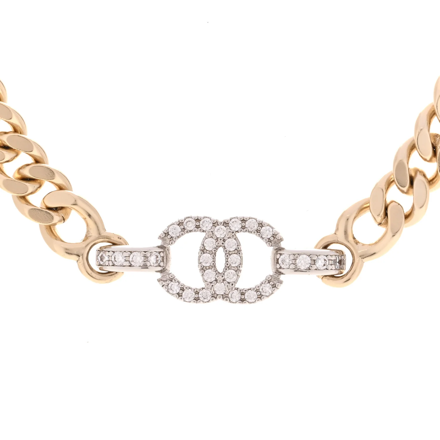 Crystal CC Chain Links Choker Necklace Gold - Image 4
