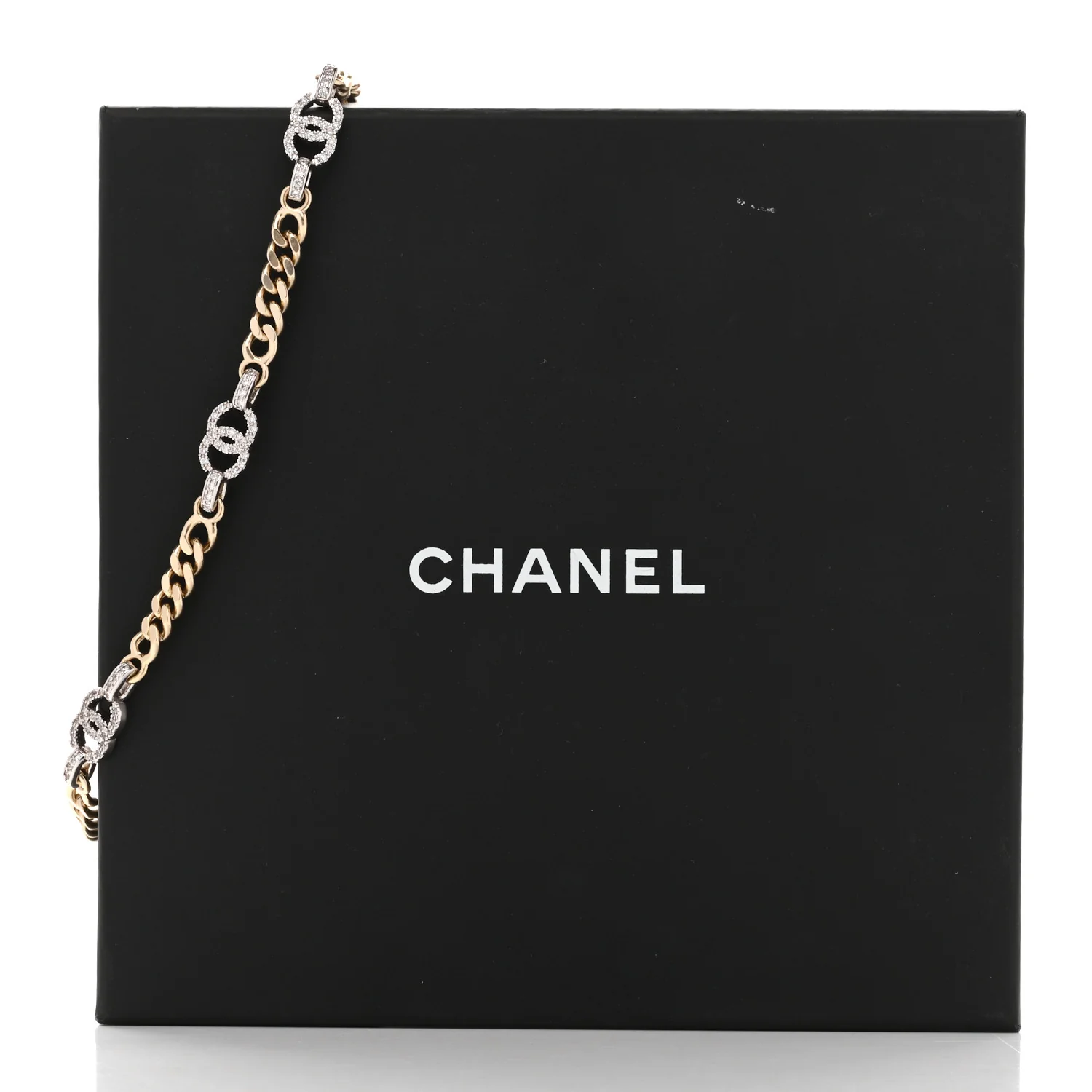 Crystal CC Chain Links Choker Necklace Gold - Image 6