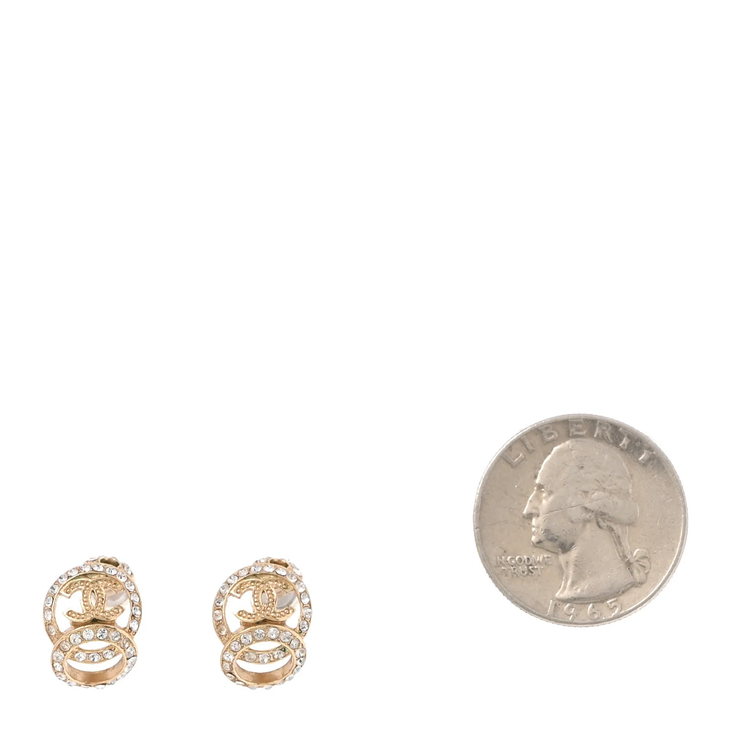 Crystal CC Double Hoop Earrings Gold - Image 2